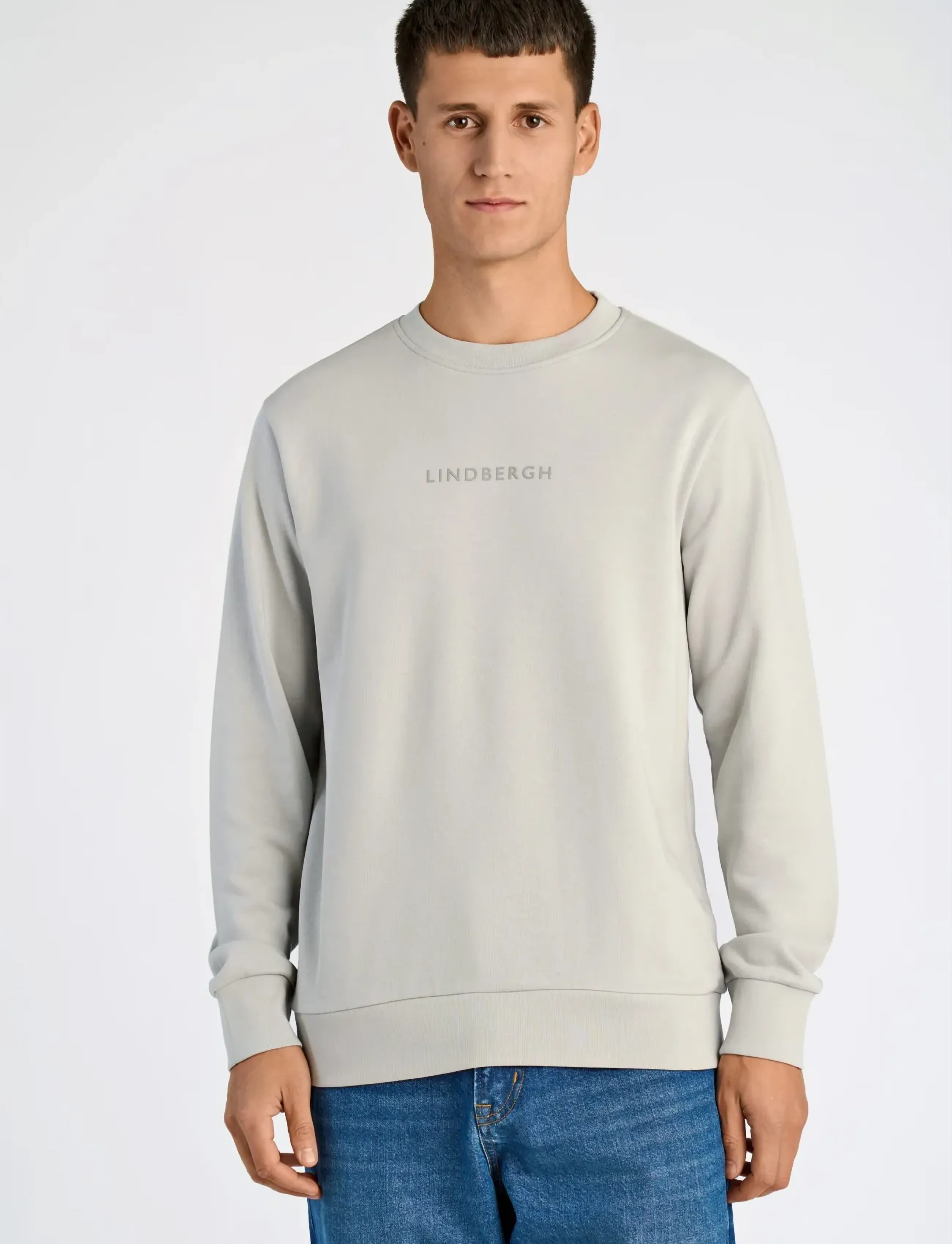 Lindbergh - Logo chest print o-neck sweat - kollektionen - soft grey - 3