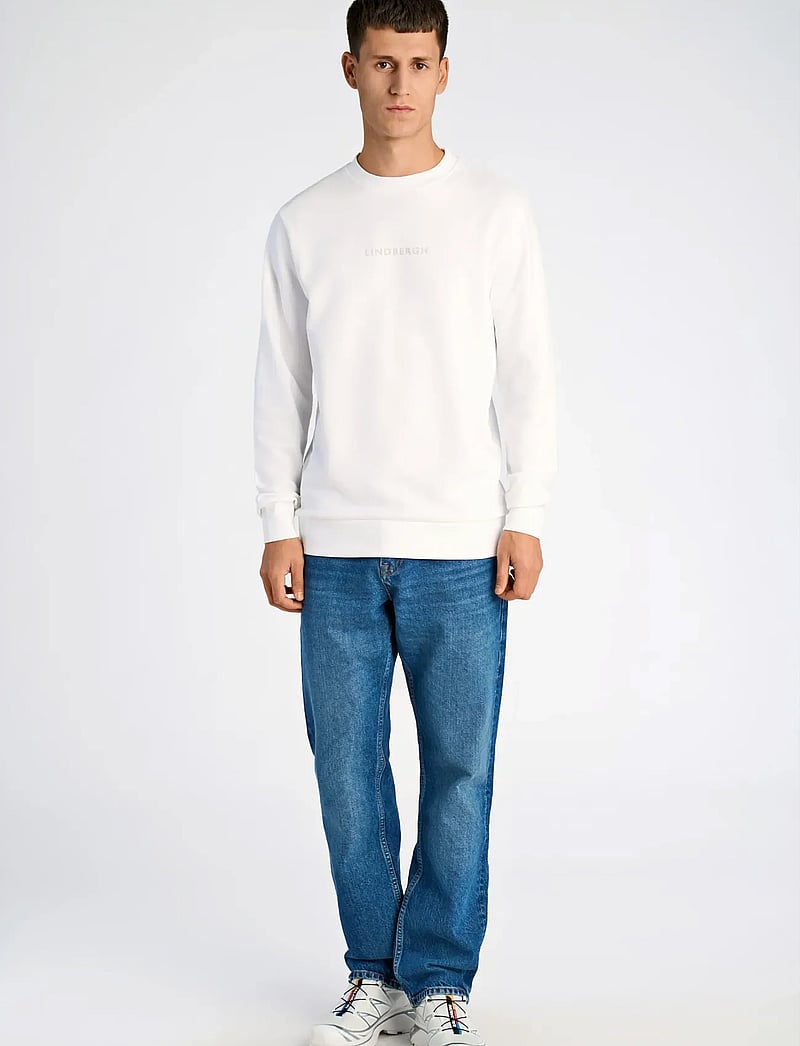 Lindbergh - Logo chest print o-neck sweat - kollektioner - white - 0