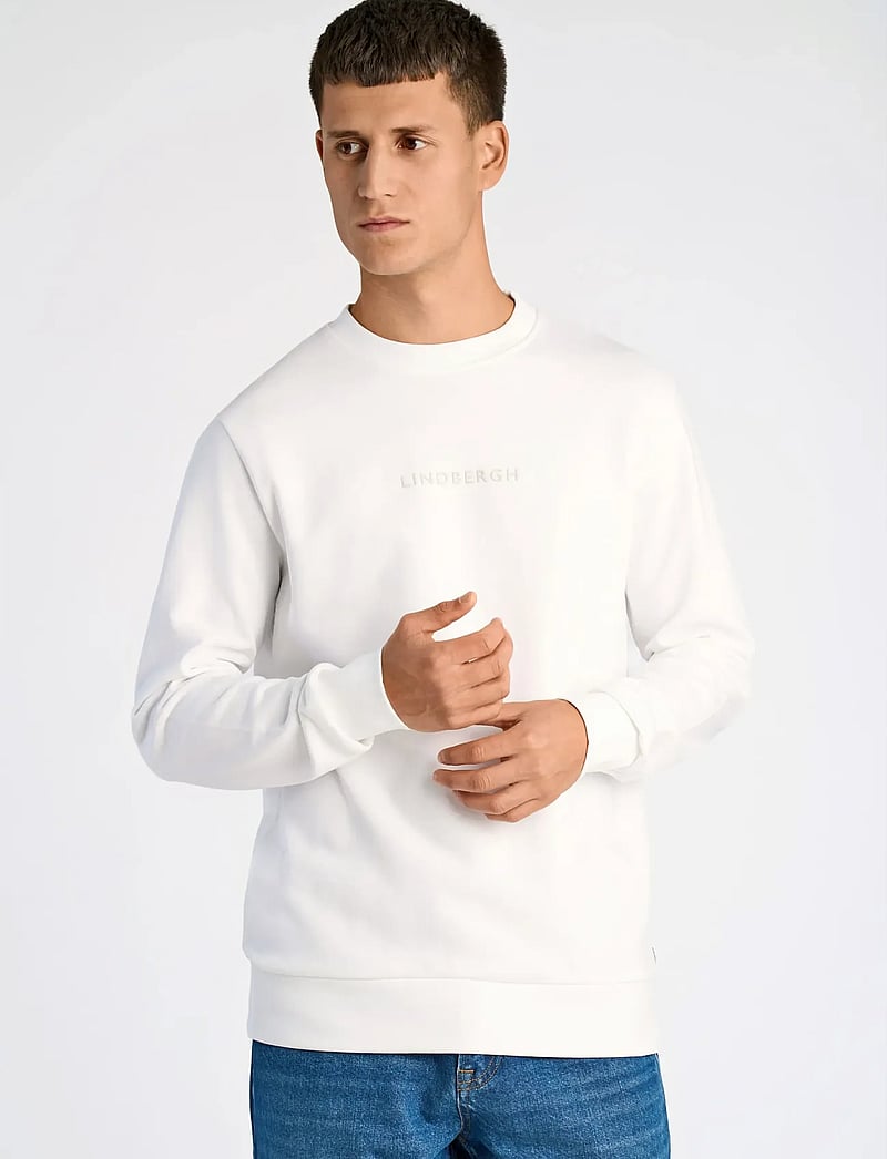 Lindbergh - Logo chest print o-neck sweat - kollektioner - white - 3