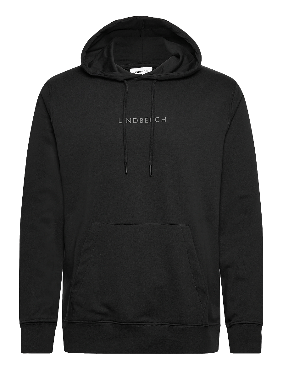 Lindbergh - Logo chest print hoodie sweat - kapuzenpullover - black - 1