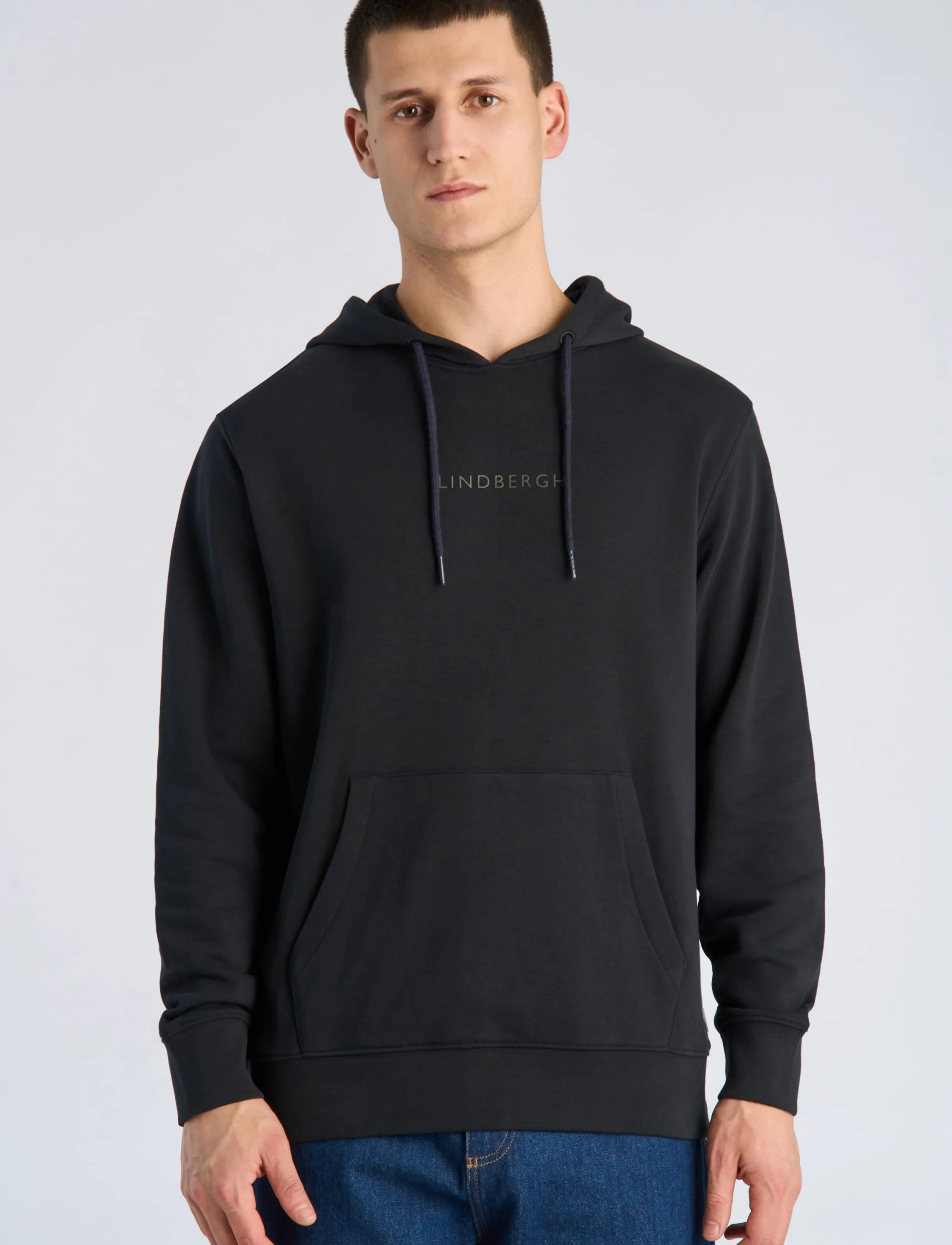 Lindbergh - Logo chest print hoodie sweat - hettupeysur - black - 3
