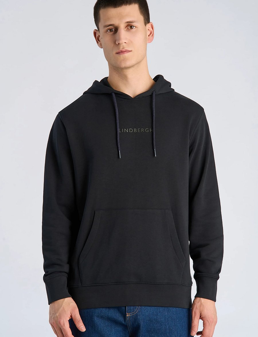 Lindbergh - Logo chest print hoodie sweat - kapuzenpullover - black - 3