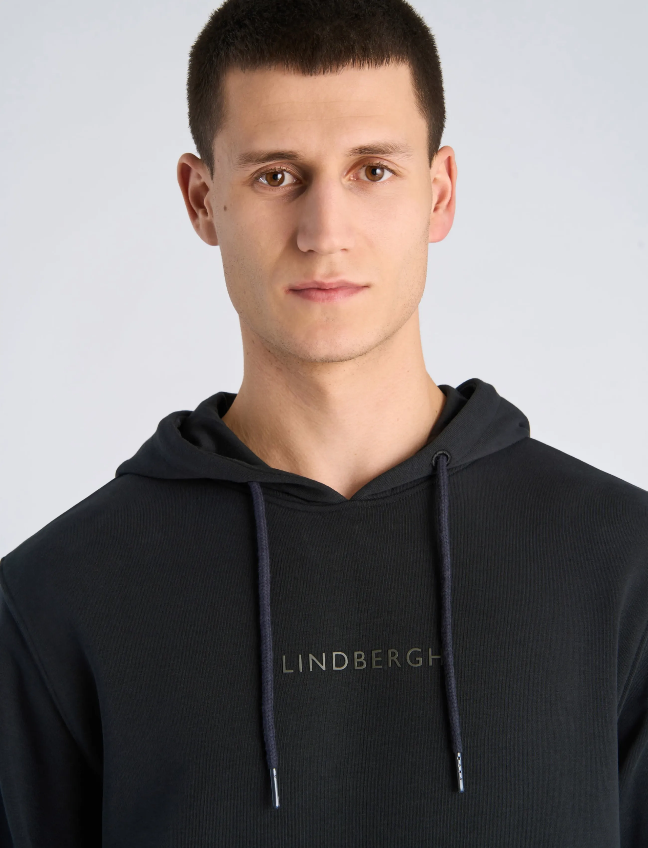 Lindbergh - Logo chest print hoodie sweat - hettupeysur - black - 5