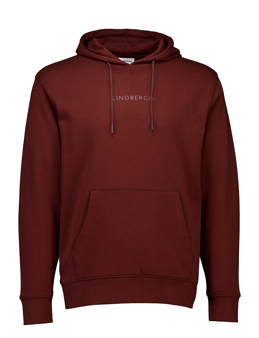 Lindbergh - Logo chest print hoodie sweat - hoodies - burgundy - 1