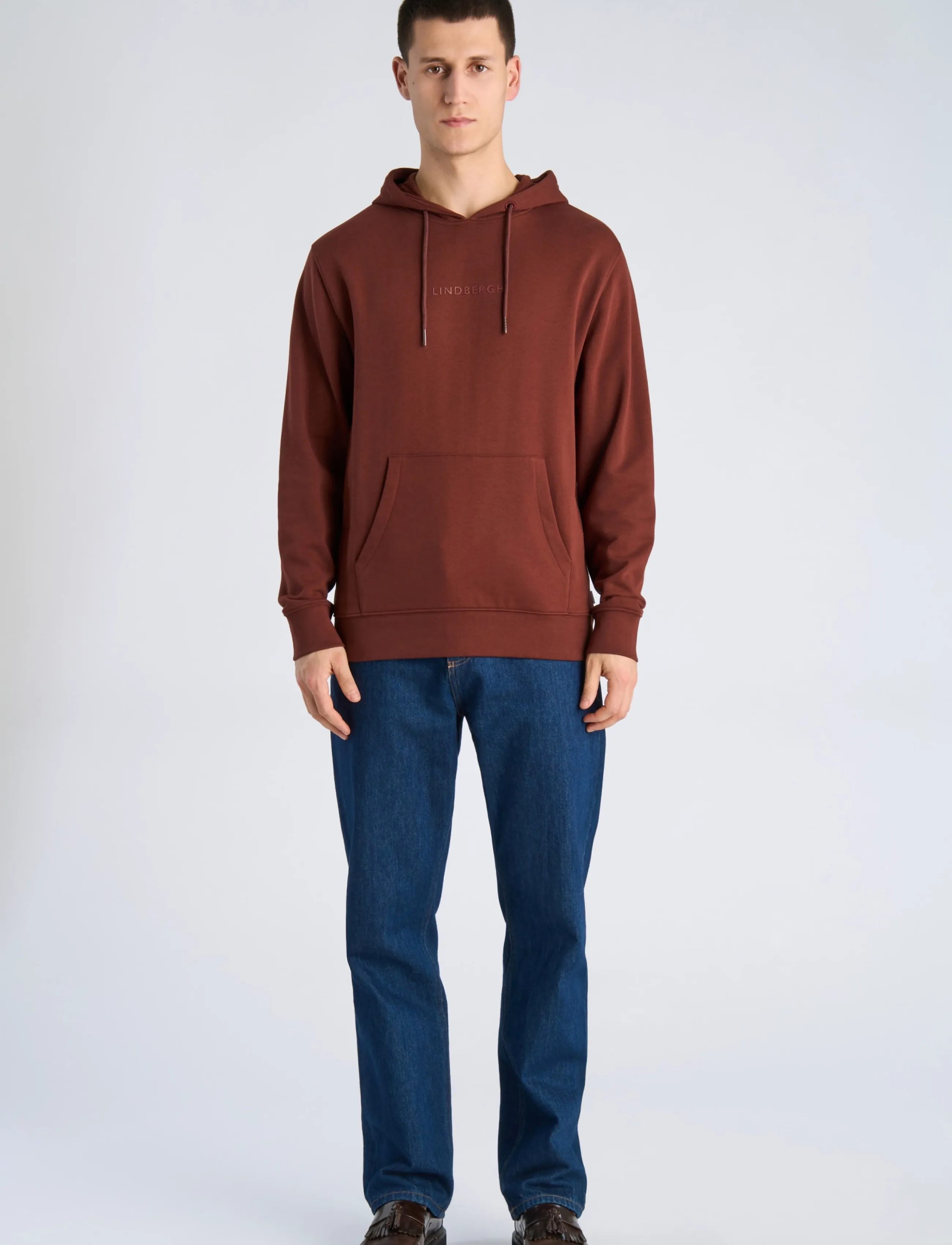 Lindbergh Logo chest print hoodie sweat - Lindbergh - BURGUNDY / burgundy