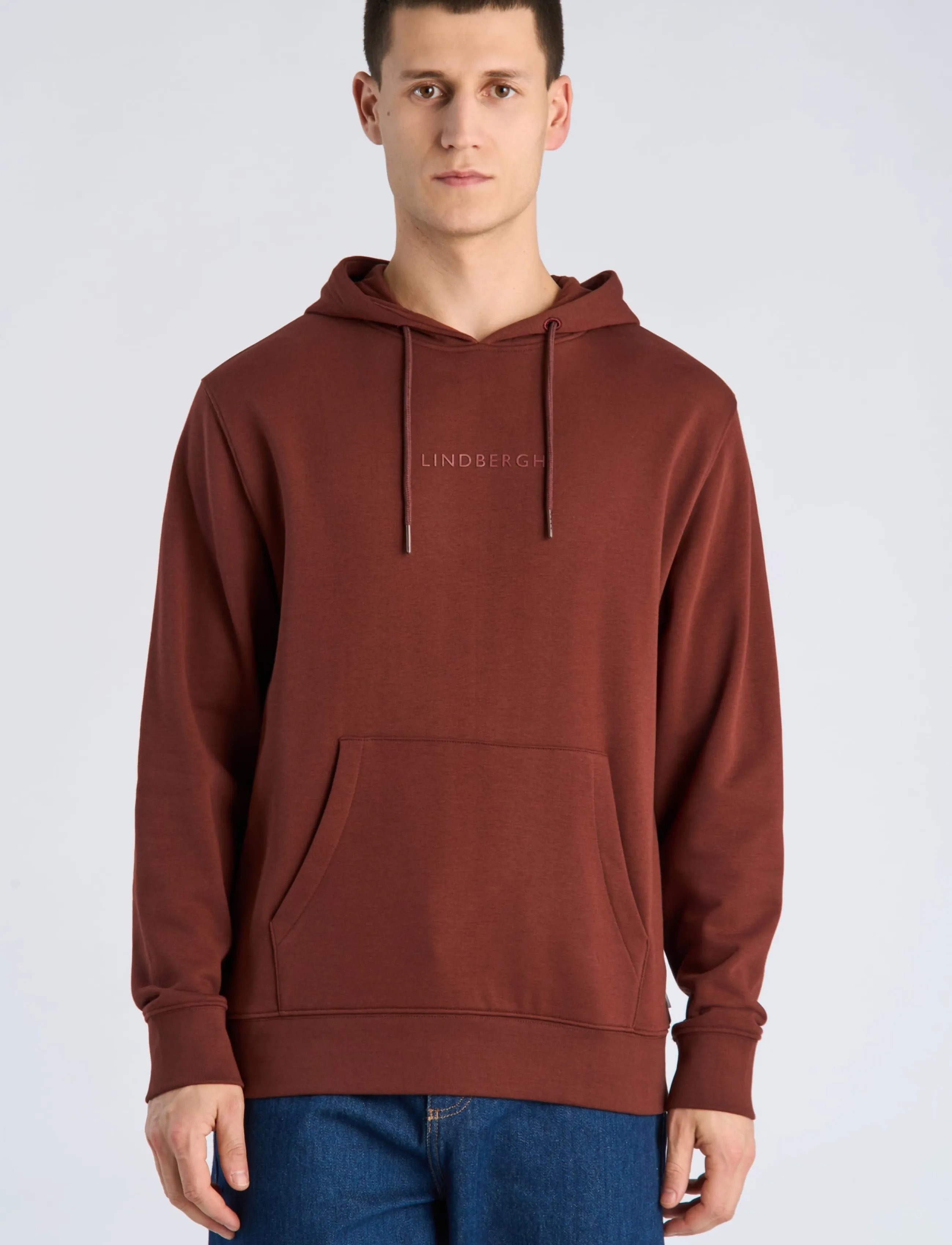 Lindbergh - Logo chest print hoodie sweat - hoodies - burgundy - 3