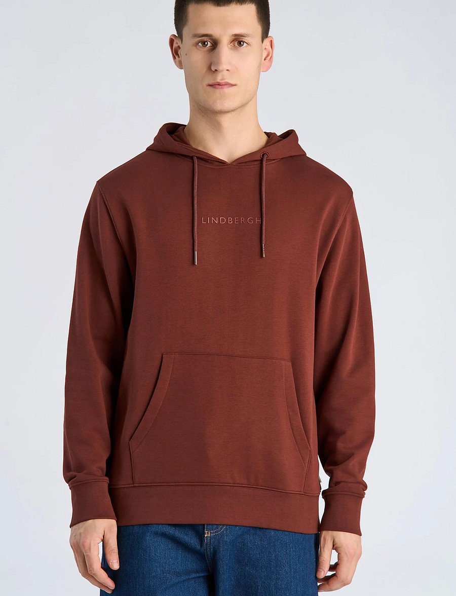 Lindbergh - Logo chest print hoodie sweat - hoodies - burgundy - 3