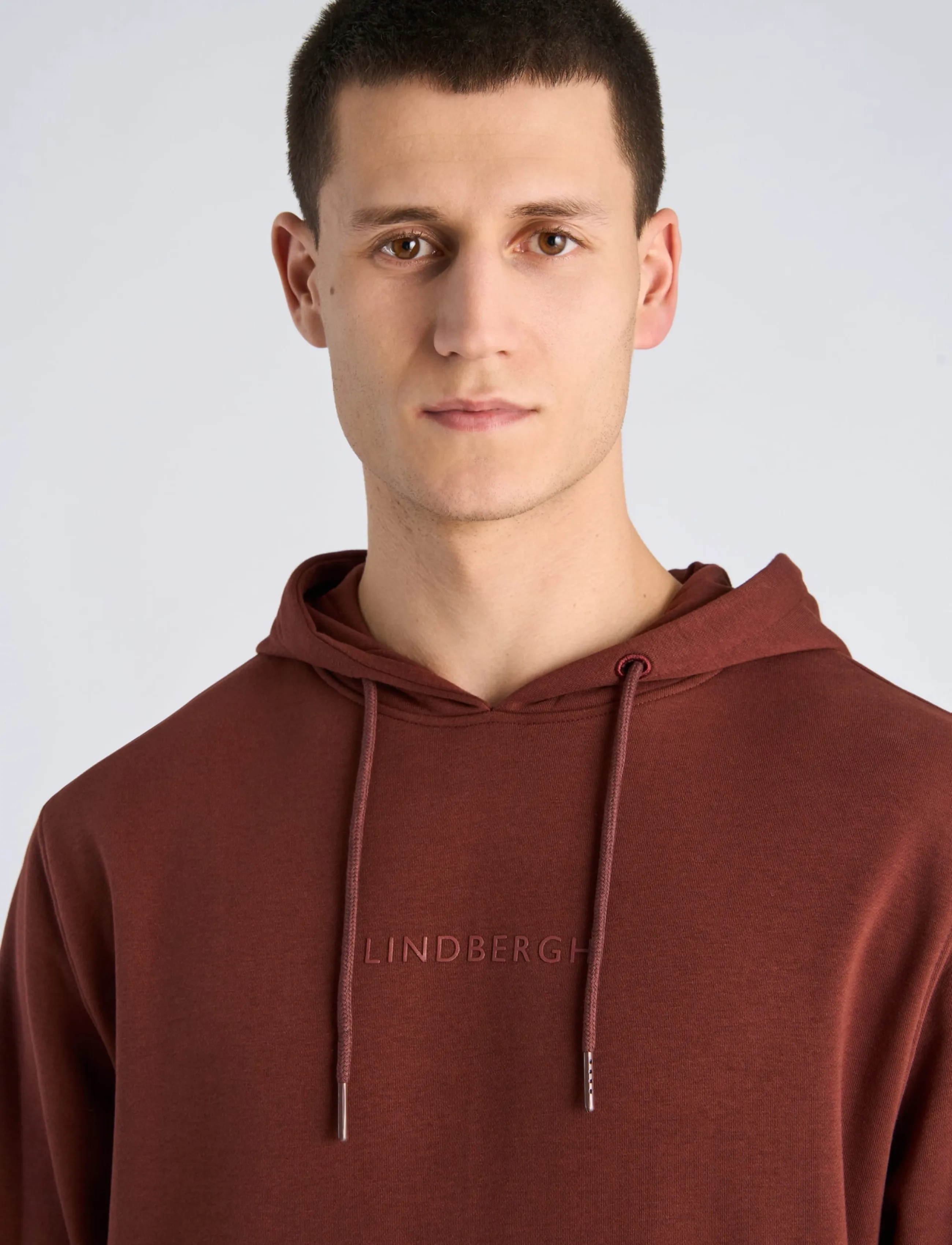 Lindbergh - Logo chest print hoodie sweat - hoodies - burgundy - 5