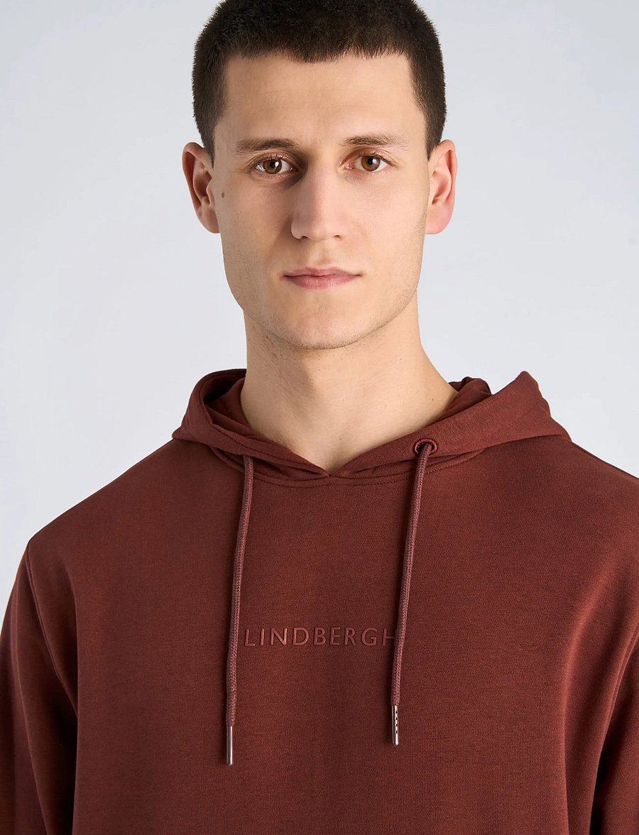 Lindbergh - Logo chest print hoodie sweat - hoodies - burgundy - 5