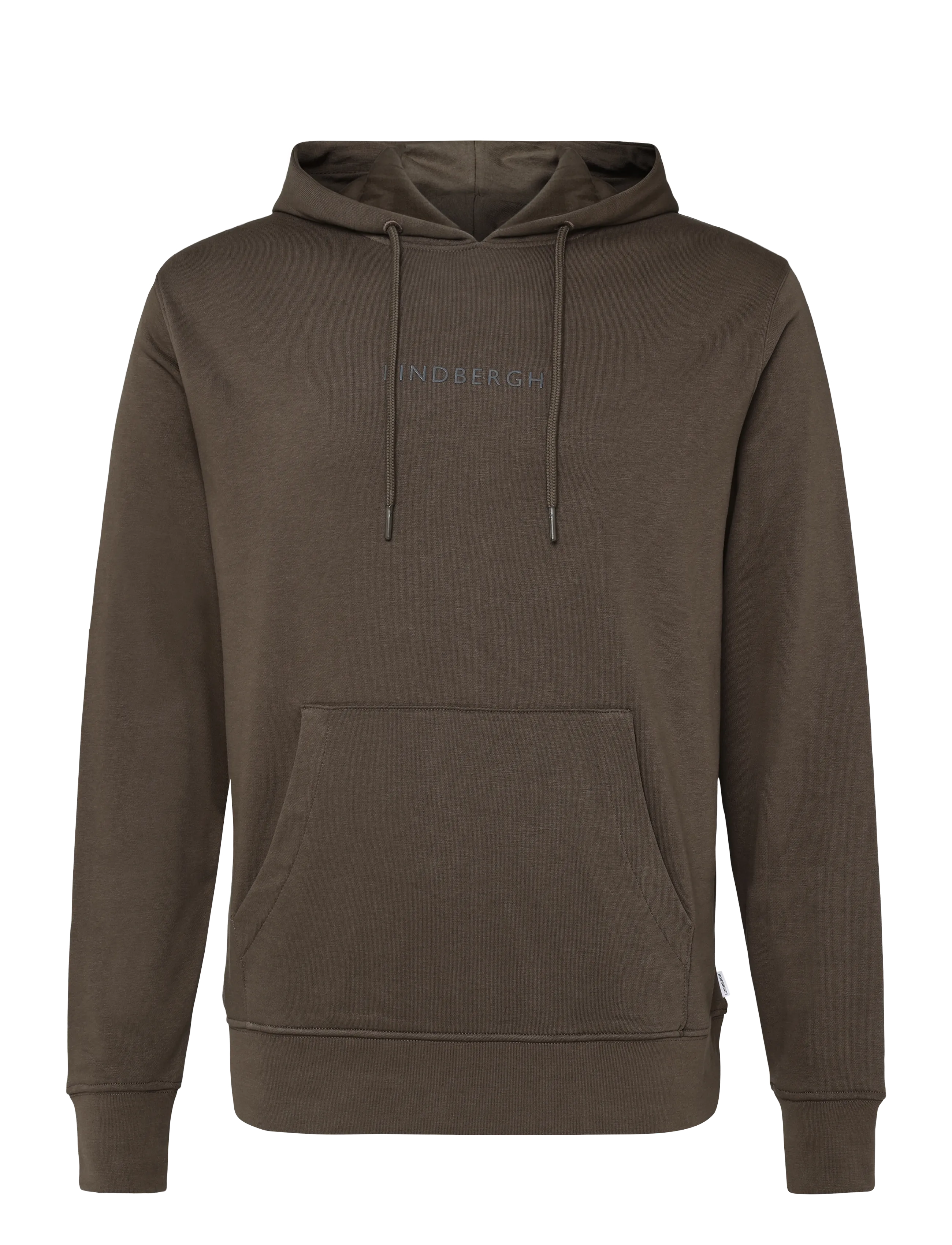 Lindbergh Logo chest print hoodie sweat - Sweatshirts - DK BROWN / brown