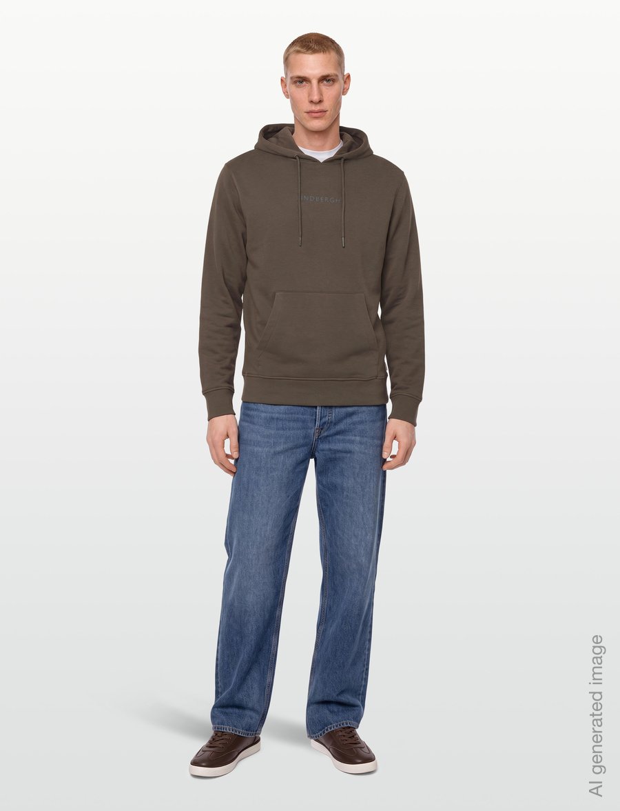 Lindbergh - Logo chest print hoodie sweat - kapuutsiga pusad - dk brown - 0