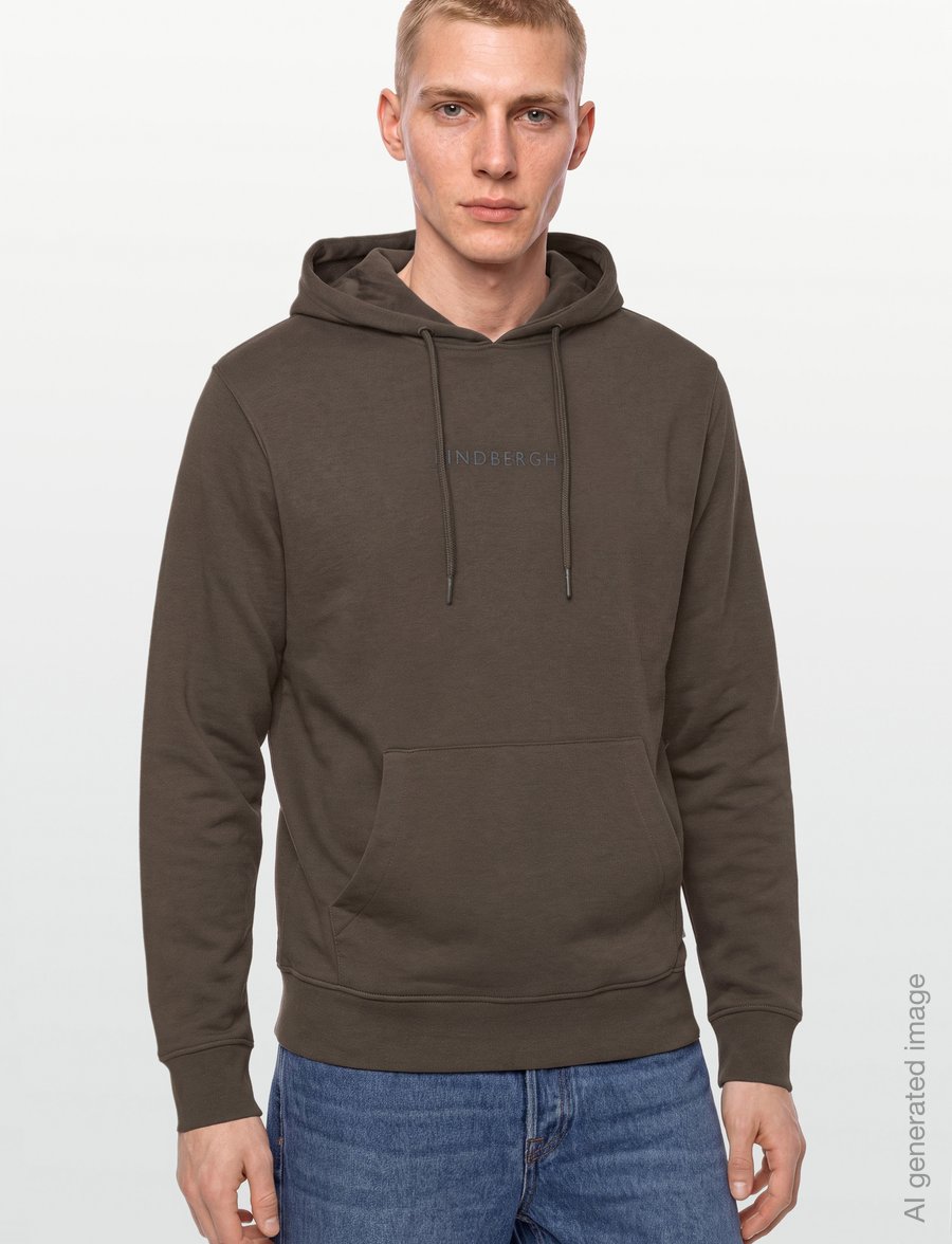 Lindbergh - Logo chest print hoodie sweat - kapuutsiga pusad - dk brown - 3