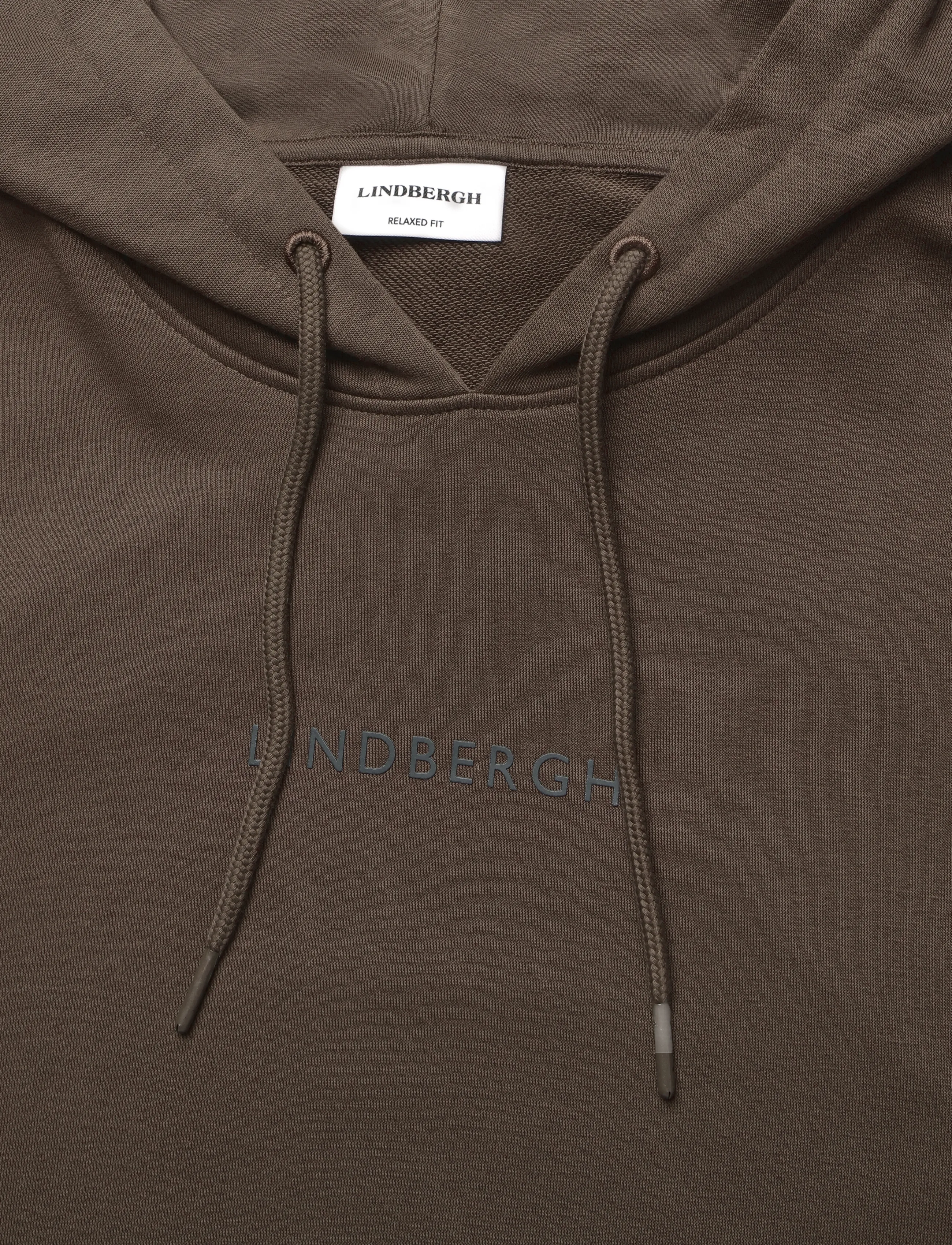Lindbergh - Logo chest print hoodie sweat - hoodies - dk brown - 2