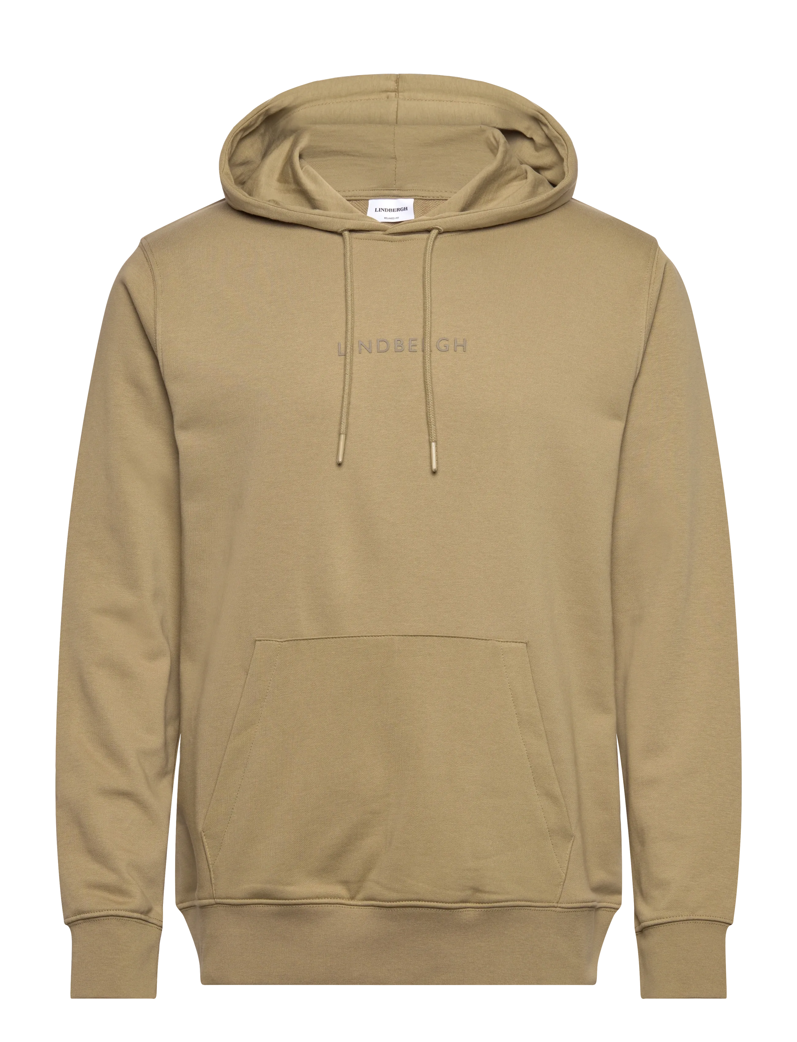 Lindbergh Logo chest print hoodie sweat - Sweatshirts - DUSTY GREEN / beige