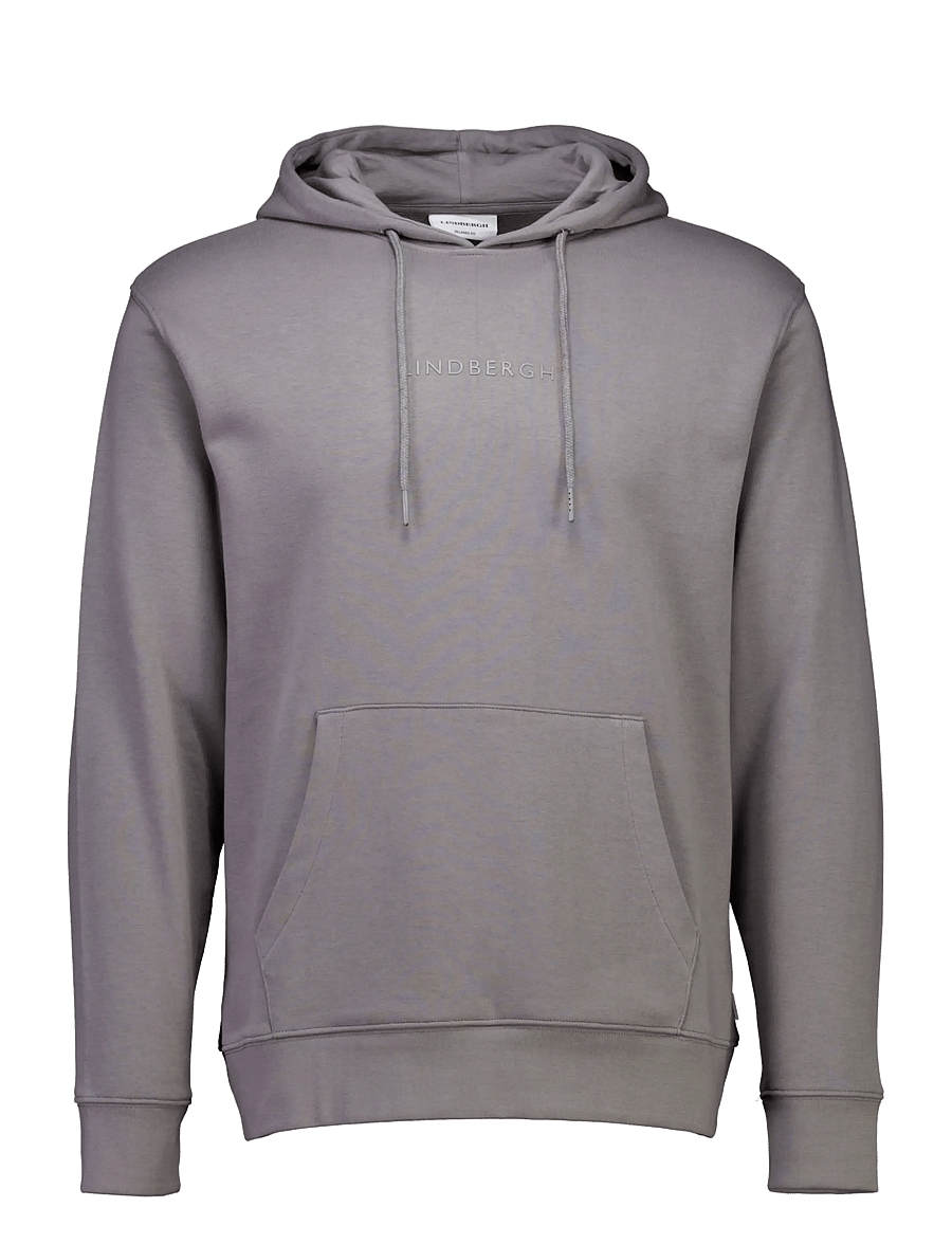 Lindbergh - Logo chest print hoodie sweat - hoodies - grey dusk - 1