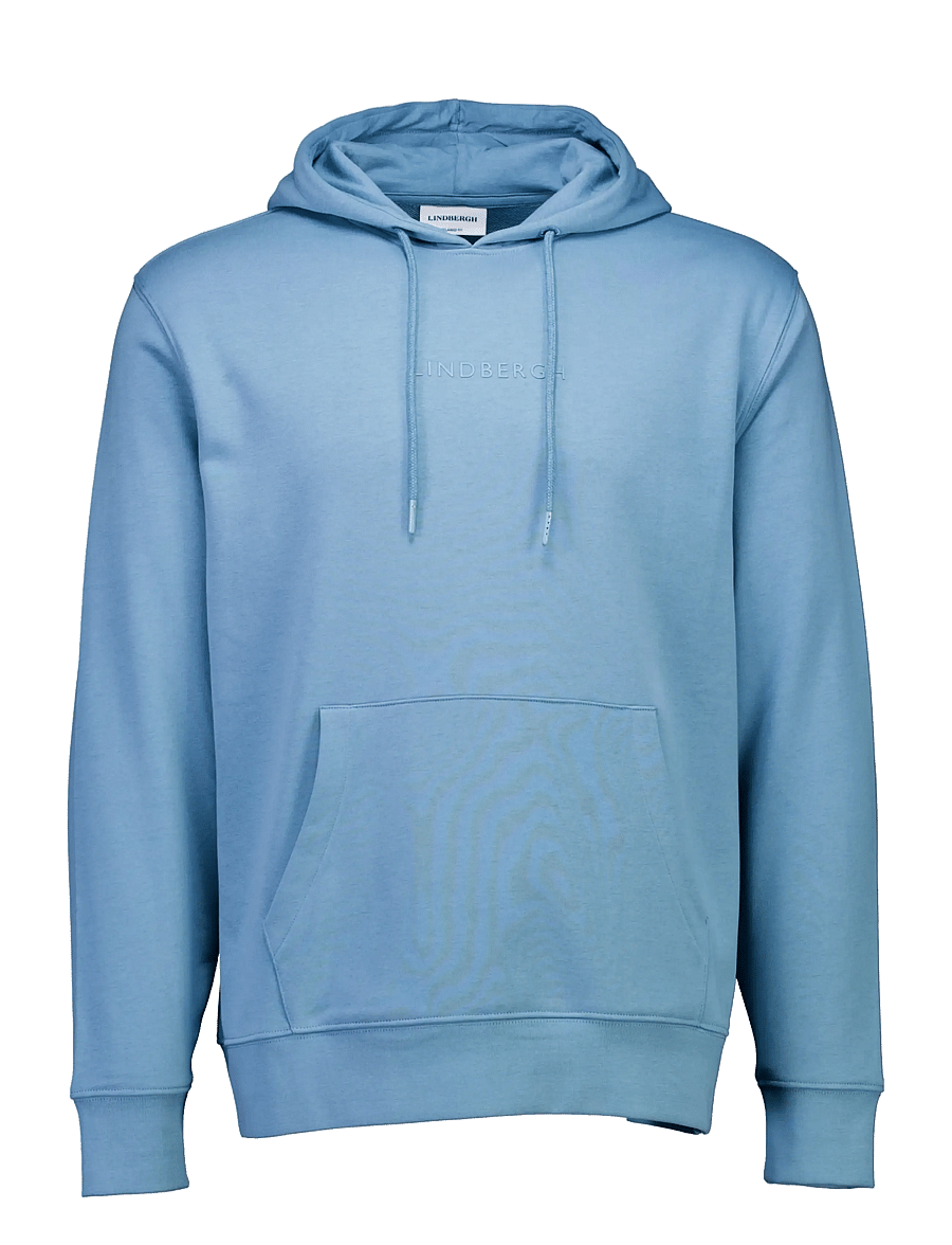 Lindbergh - Logo chest print hoodie sweat - hættetrøjer - mid blue - 1