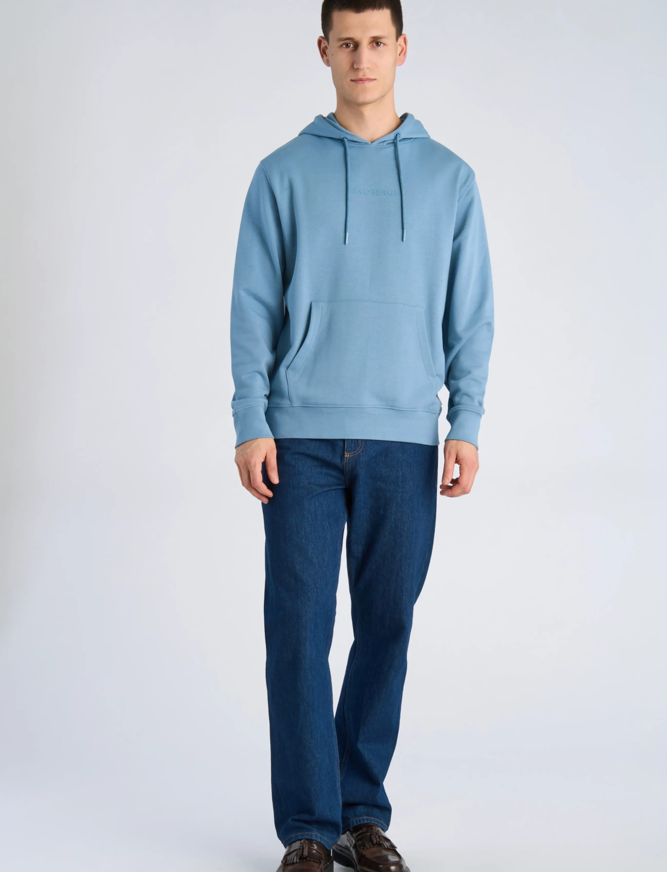Lindbergh Logo chest print hoodie sweat - Lindbergh - MID BLUE / blue