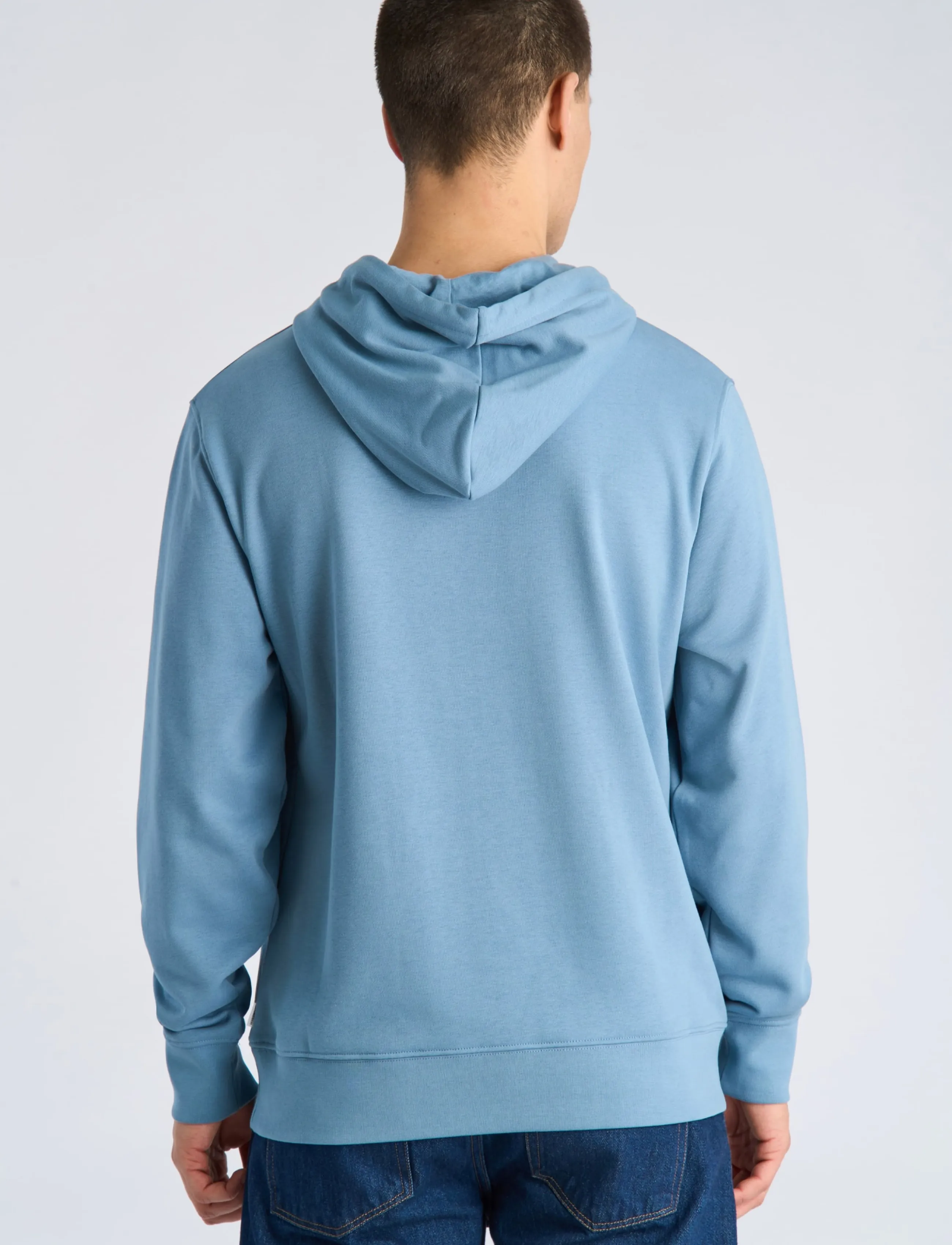 Lindbergh - Logo chest print hoodie sweat - hoodies - mid blue - 4