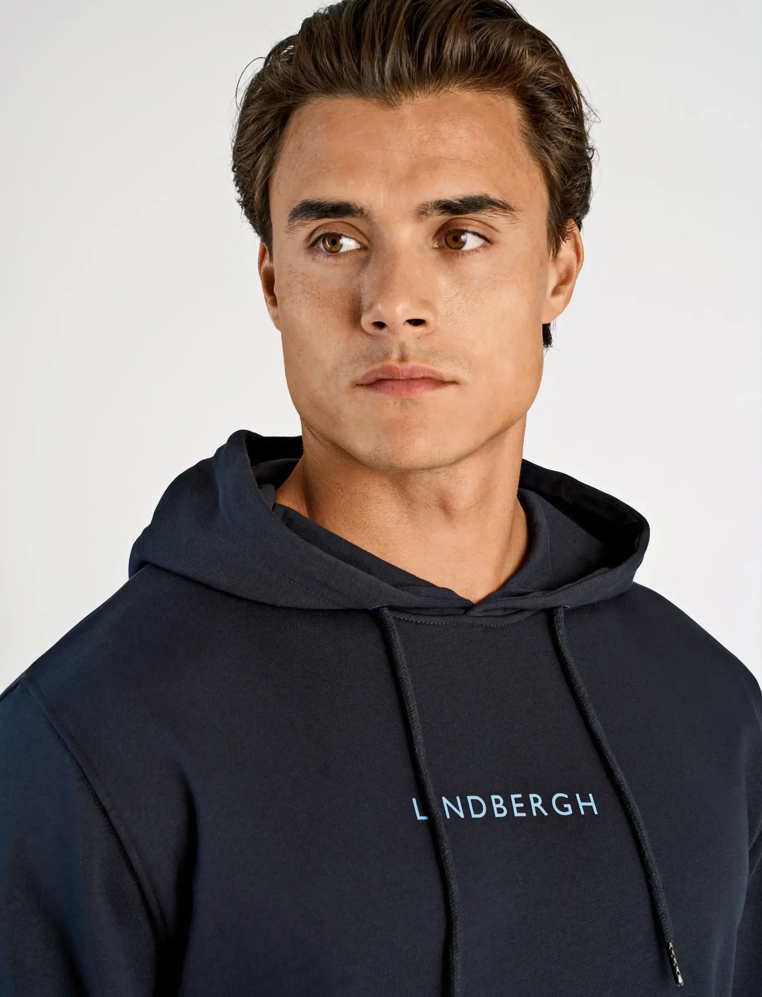 Lindbergh - Logo chest print hoodie sweat - hættetrøjer - navy - 5