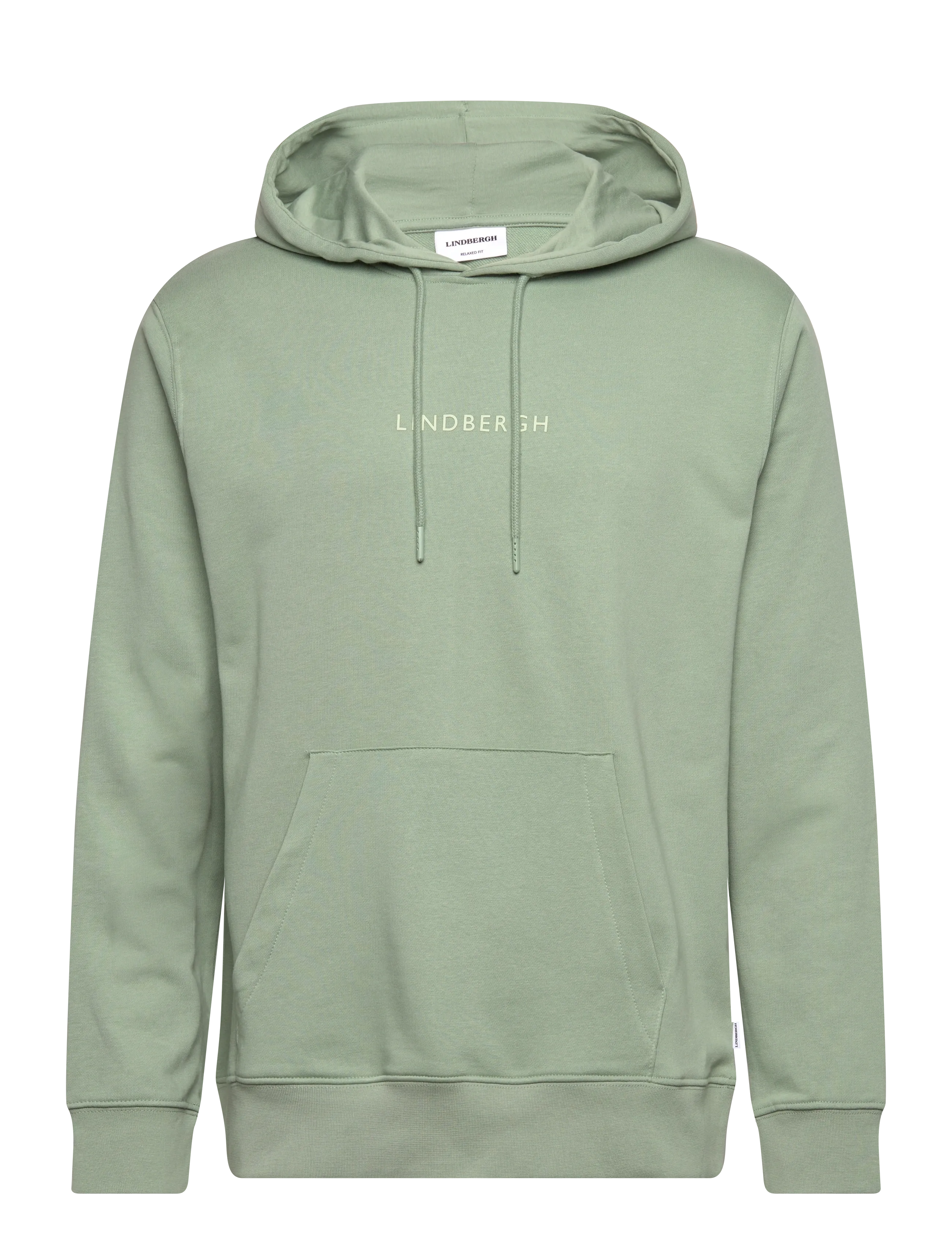 Lindbergh Logo chest print hoodie sweat - Sweatshirts & hættetrøjer - SAGE GREEN / green