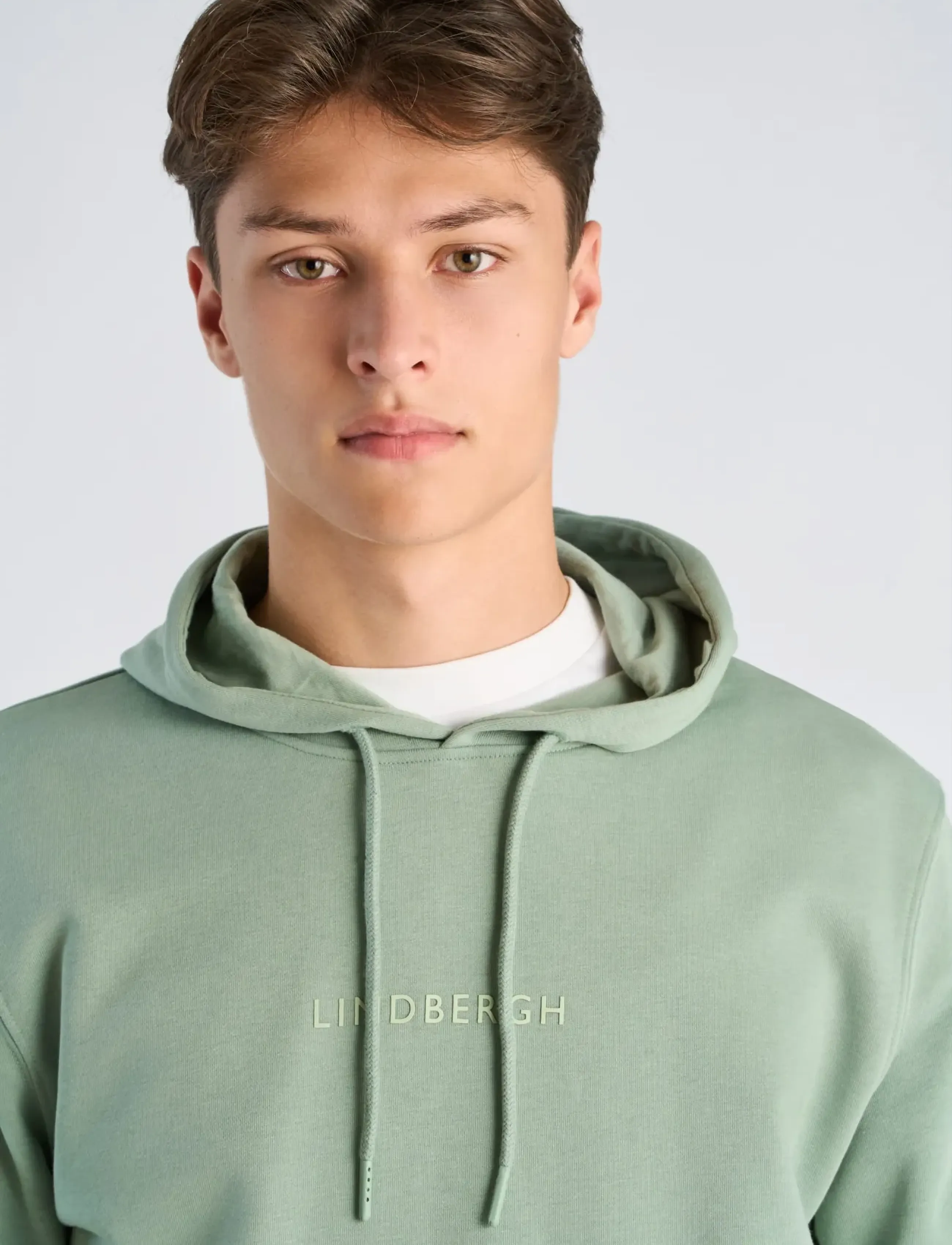 Lindbergh - Logo chest print hoodie sweat - hættetrøjer - sage green - 5