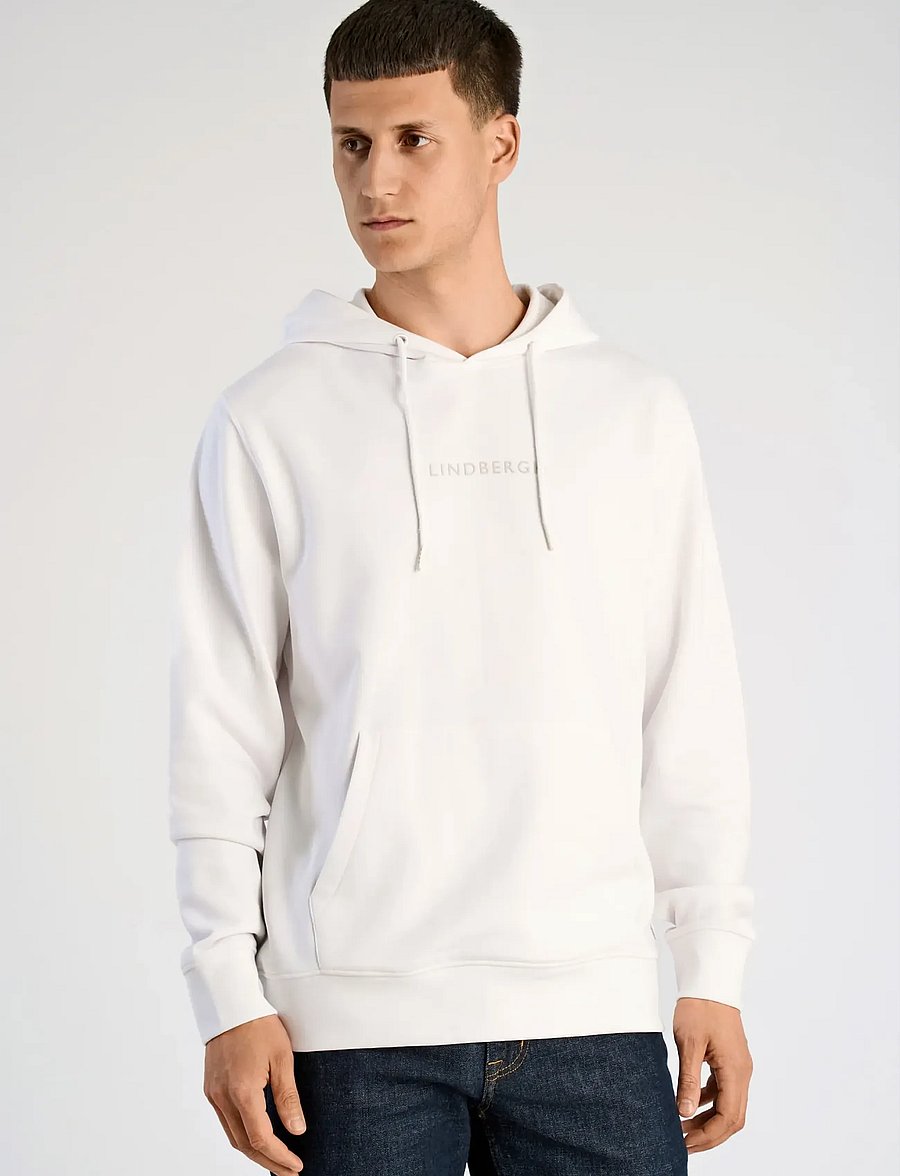 Lindbergh - Logo chest print hoodie sweat - hoodies - white - 3