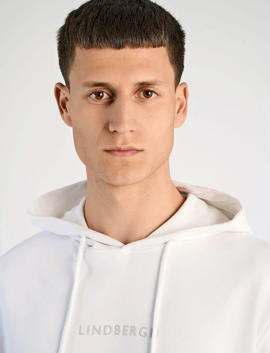 Lindbergh - Logo chest print hoodie sweat - hoodies - white - 5