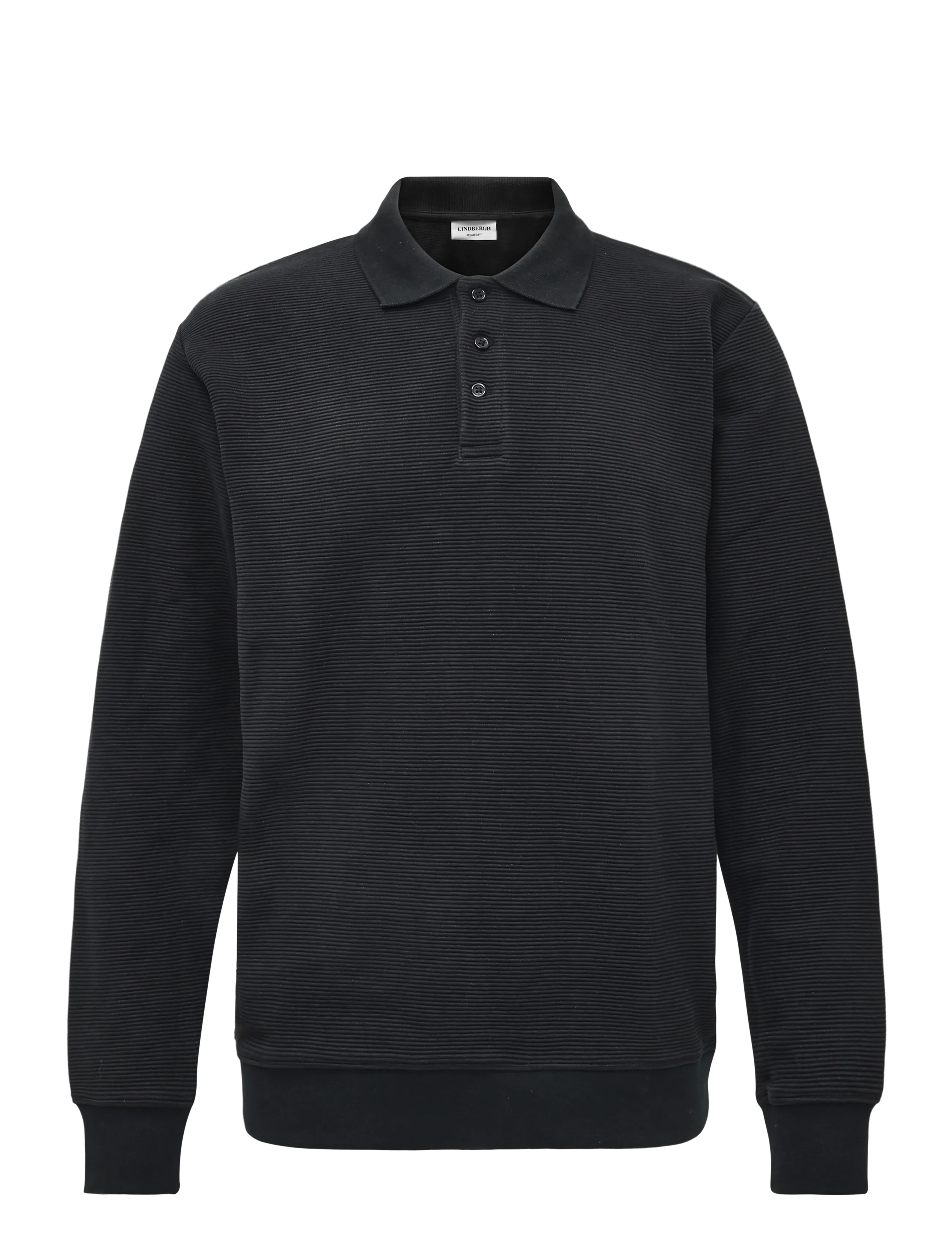 Lindbergh Long sleeve polo - Gestrickte Polohemden - BLACK / black