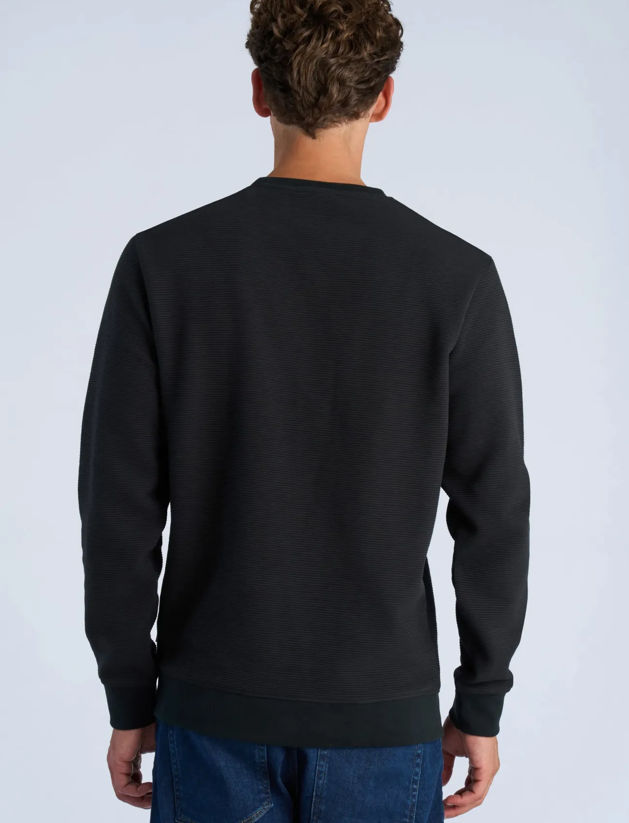 Lindbergh - Mixed structure o-neck - höstkläder - black - 4