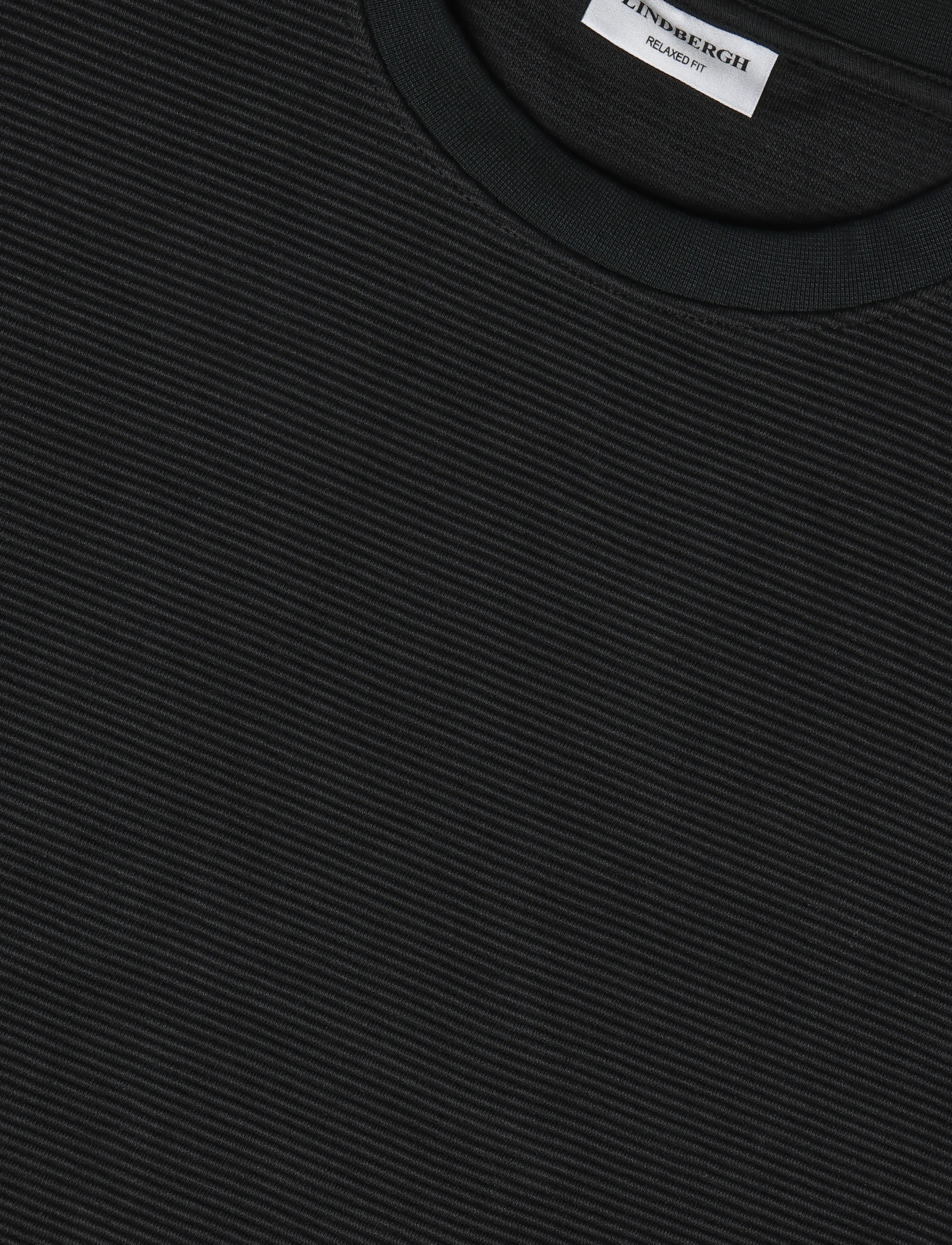 Lindbergh - Mixed structure o-neck - autumn clothing - black - 2