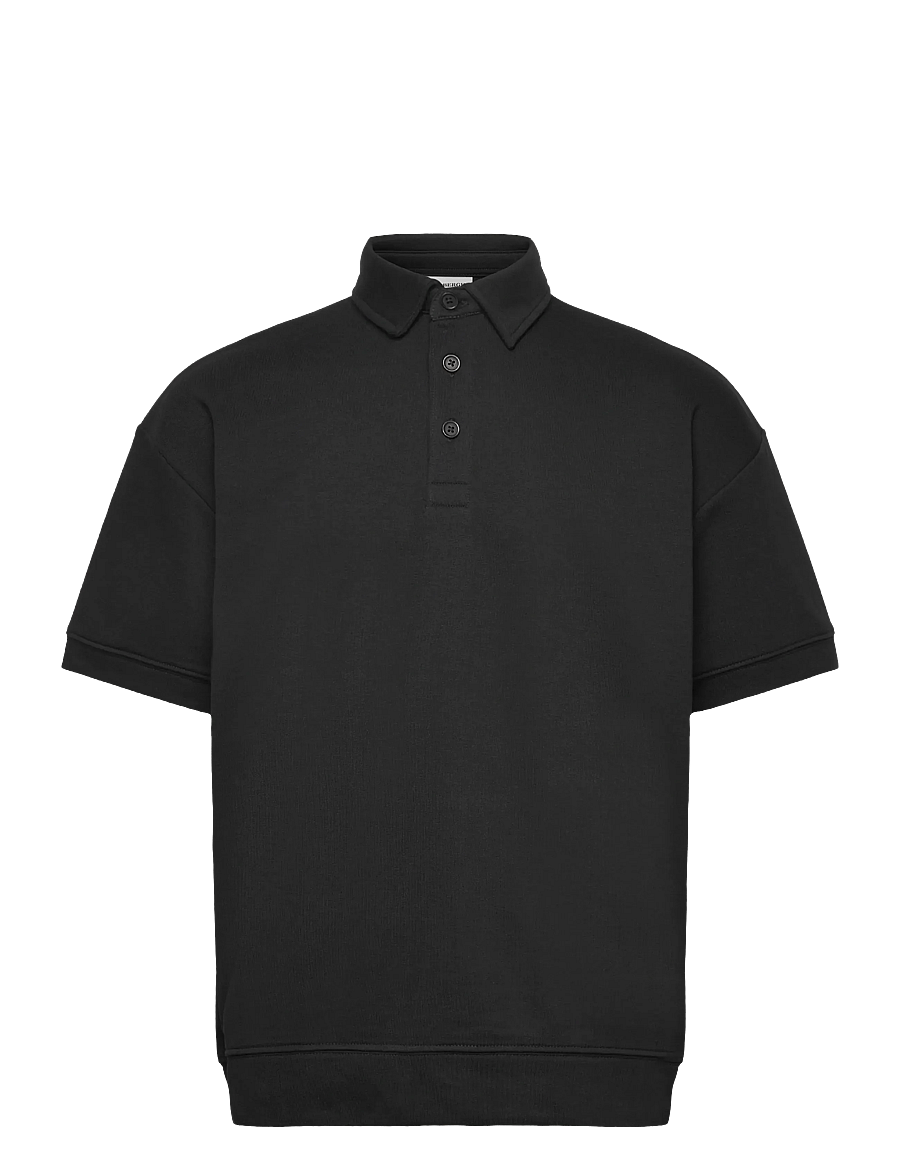 Lindbergh - Oversized polo sweat S/S - kortärmade pikéer - black - 1