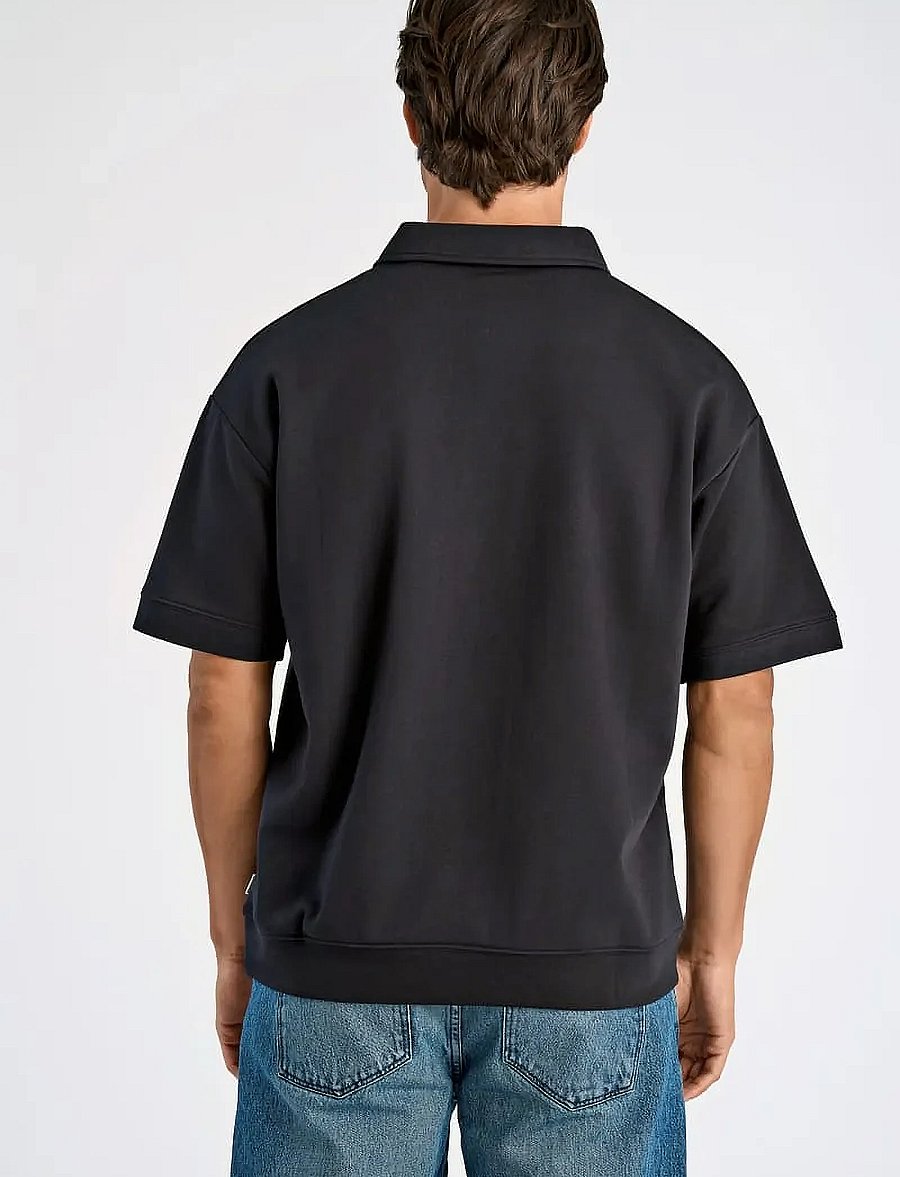 Lindbergh - Oversized polo sweat S/S - kortärmade pikéer - black - 4