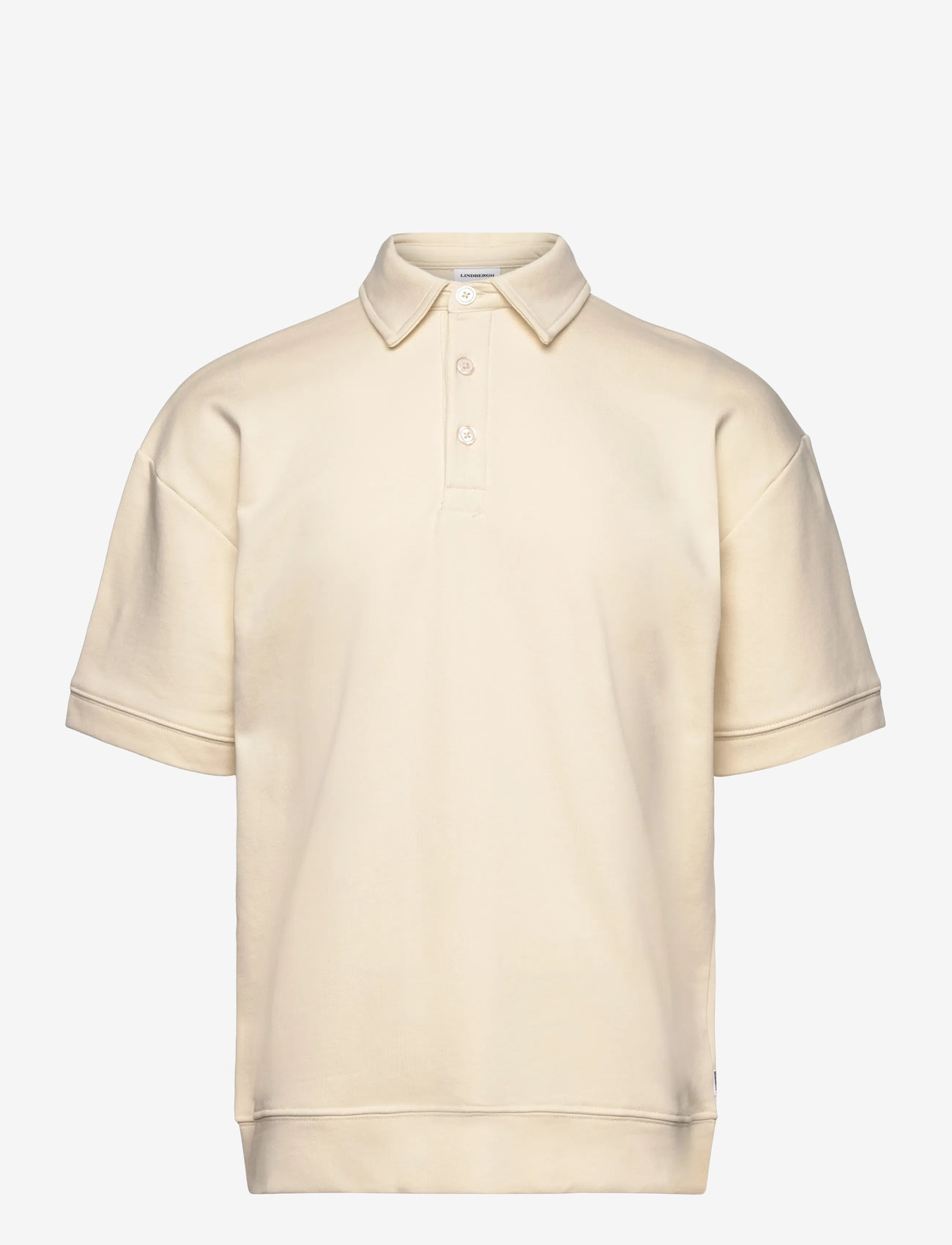 Lindbergh - Oversized polo sweat S/S - short-sleeved polos - ecru - 1
