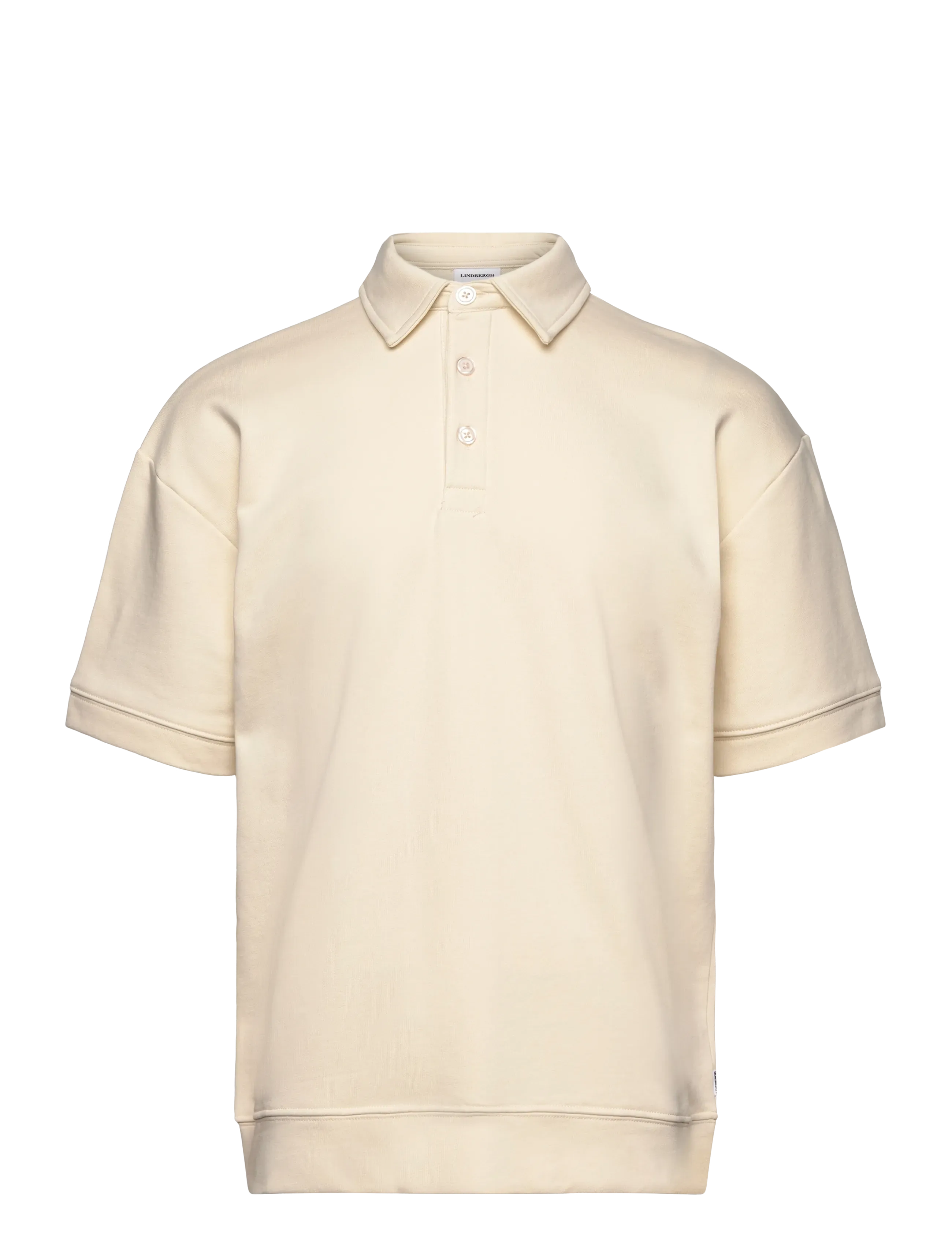 Lindbergh Oversized polo sweat S/S - Polo Shirts - ECRU / cream