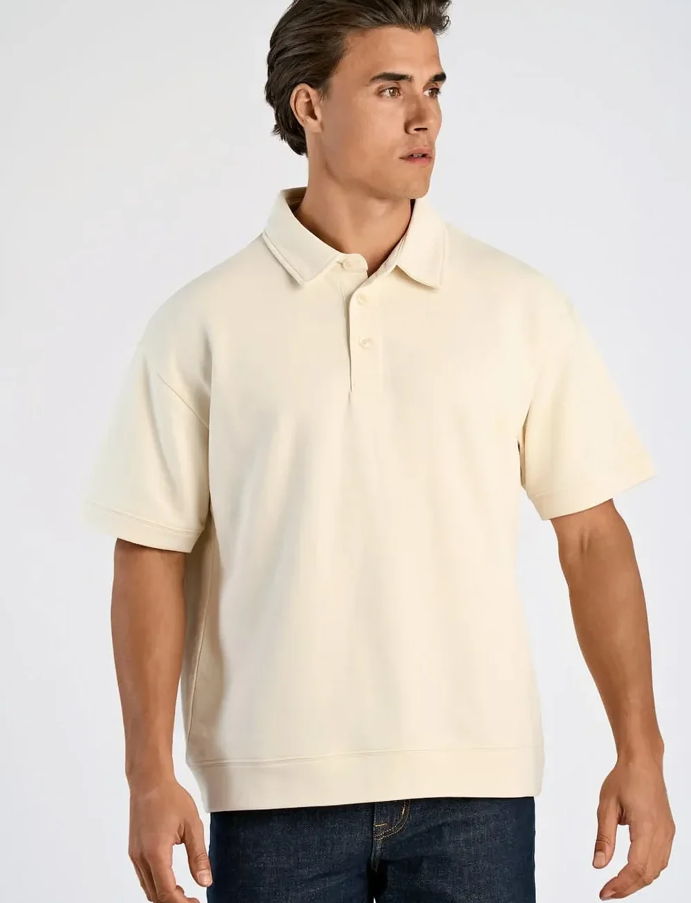 Lindbergh - Oversized polo sweat S/S - polos à manches courtes - ecru - 5
