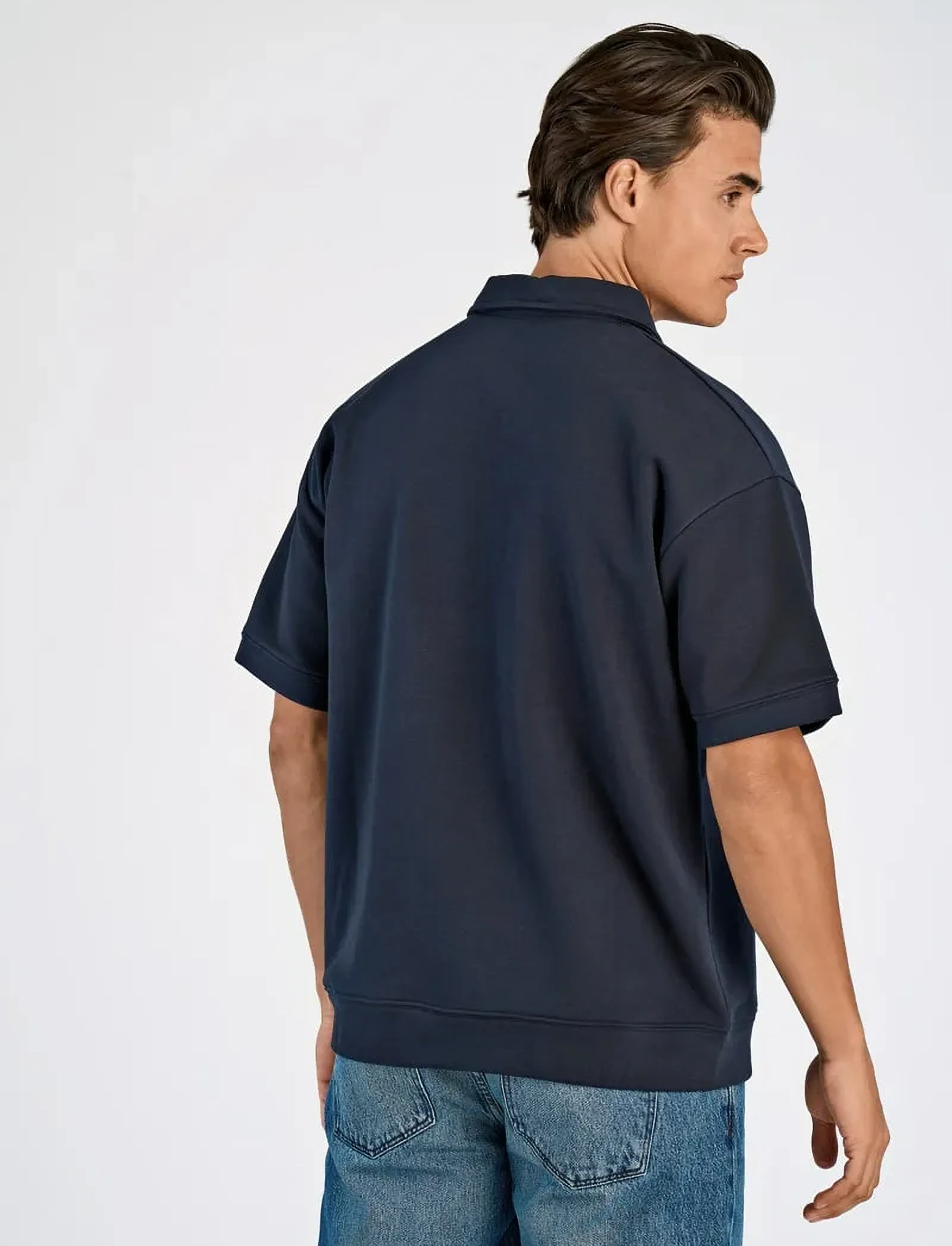 Lindbergh - Oversized polo sweat S/S - stutterma pólóbolir - navy - 4