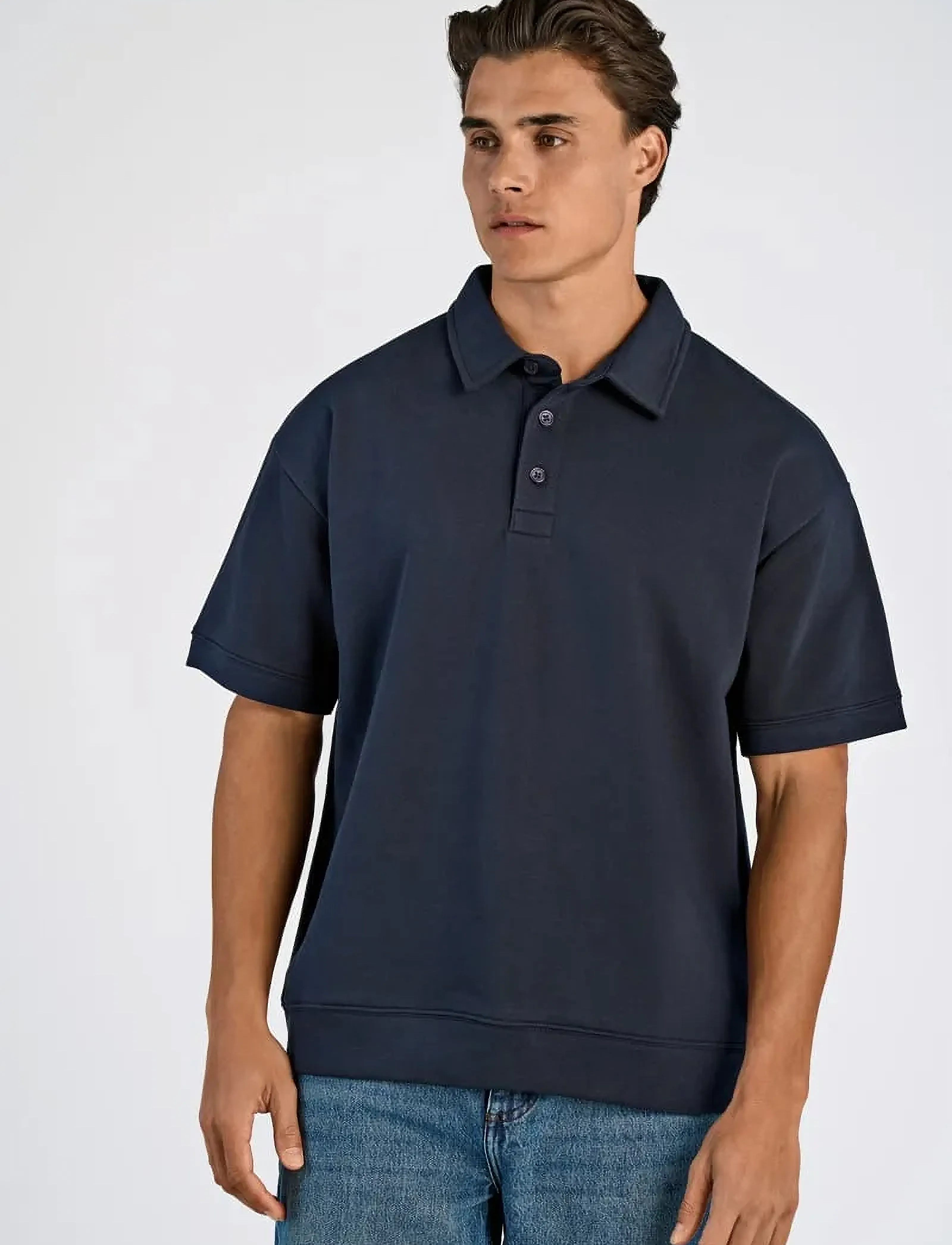 Lindbergh - Oversized polo sweat S/S - stutterma pólóbolir - navy - 5