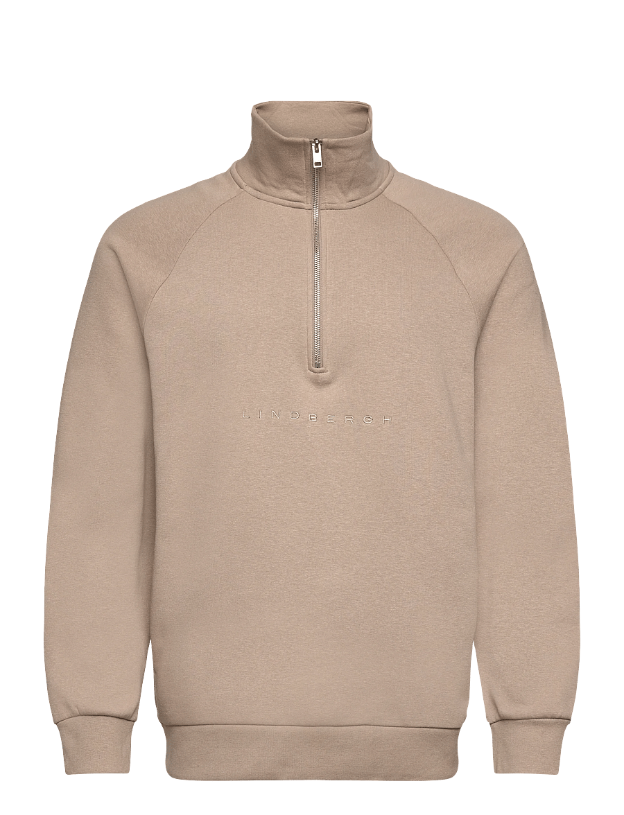 Lindbergh - Half zip raglan sweatshirt - kollektioner - dk sand mel - 1