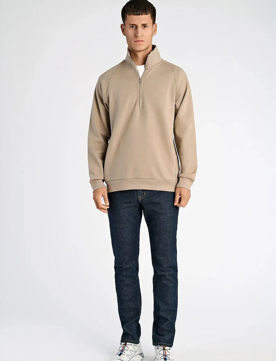 Lindbergh - Half zip raglan sweatshirt - kollektioner - dk sand mel - 0