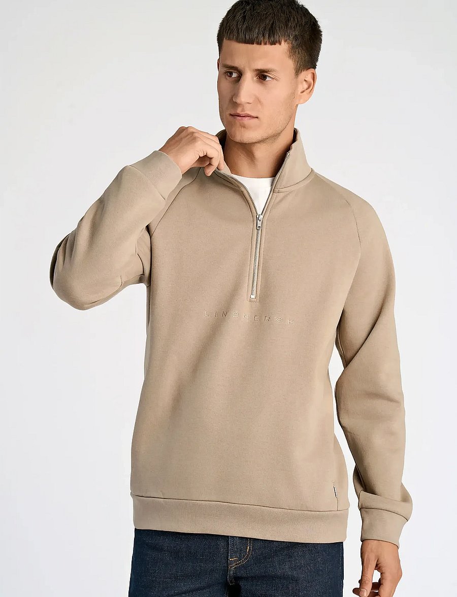 Lindbergh - Half zip raglan sweatshirt - kollektioner - dk sand mel - 5