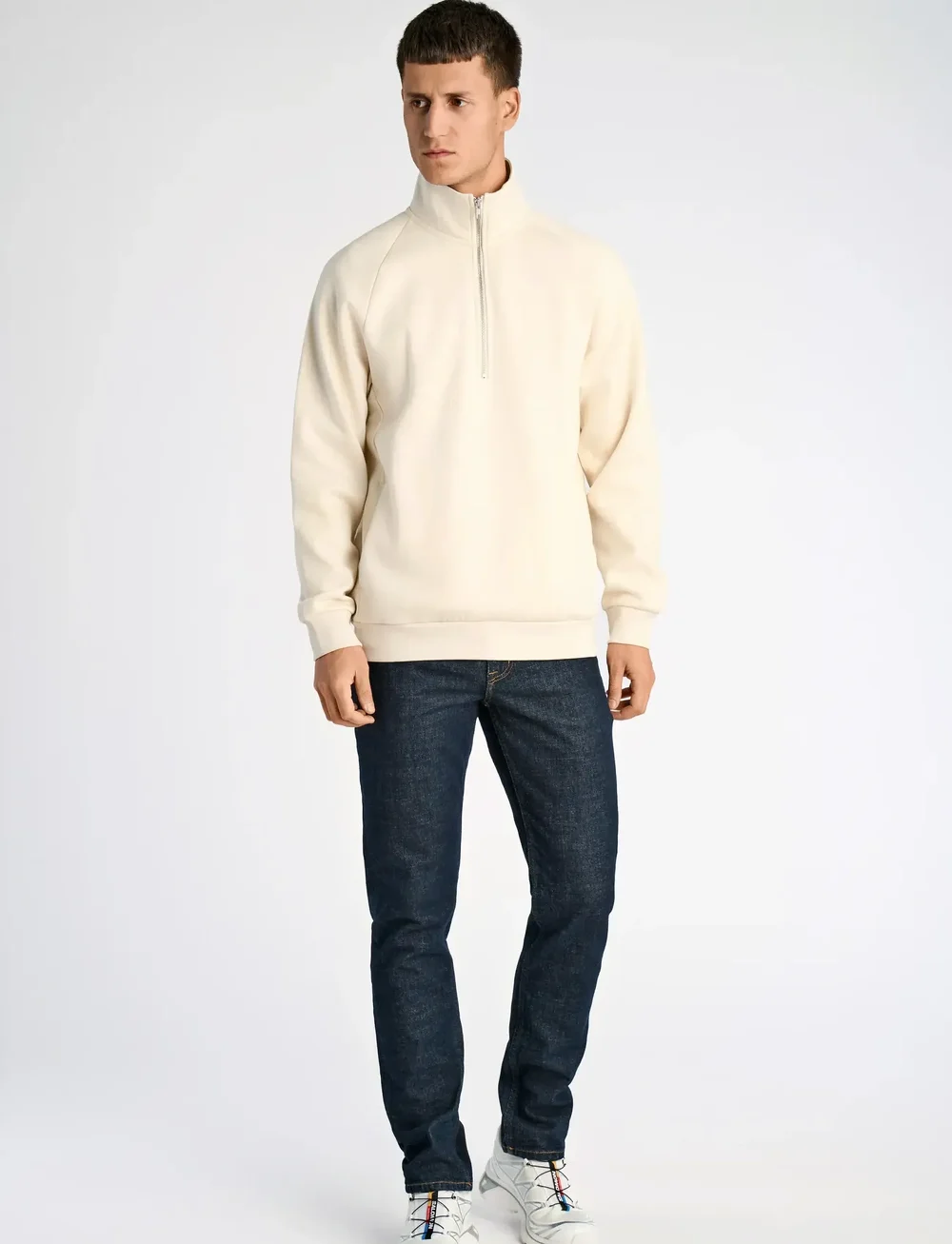 Lindbergh - Half zip raglan sweatshirt - kollektioner - ecru - 0