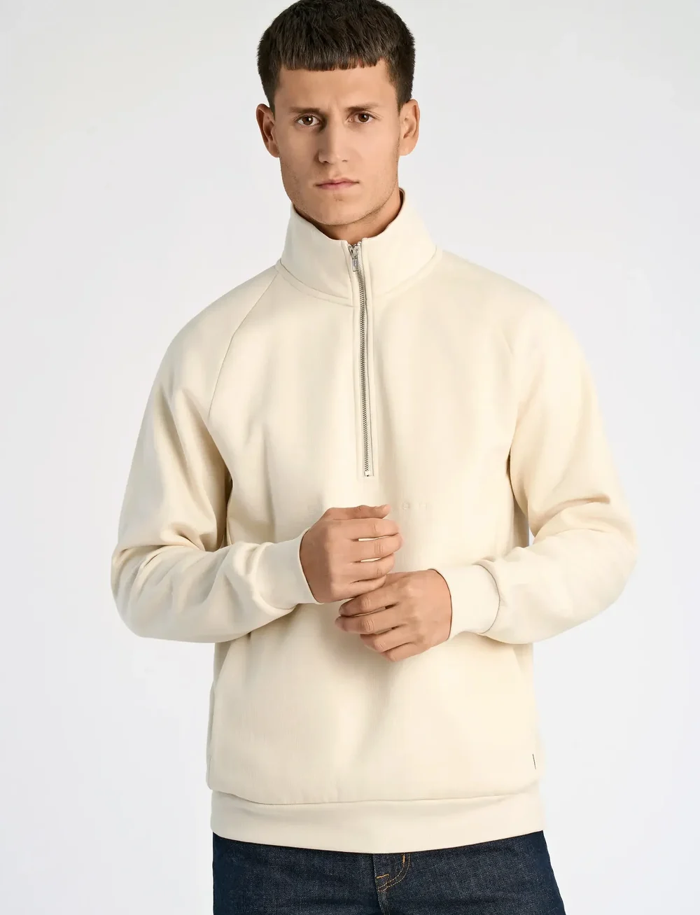 Lindbergh - Half zip raglan sweatshirt - kollektioner - ecru - 5