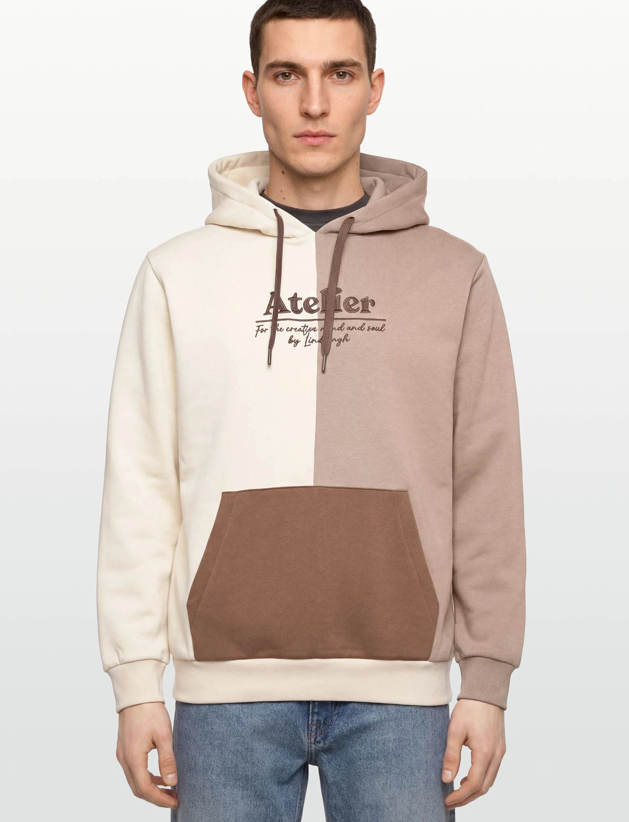 Lindbergh - Colour block hoodie - sweatshirts - sand mix - 3