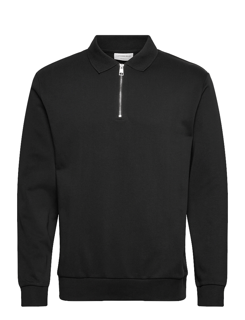 Lindbergh - Half zip polo sweat - långärmade pikéer - black - 1