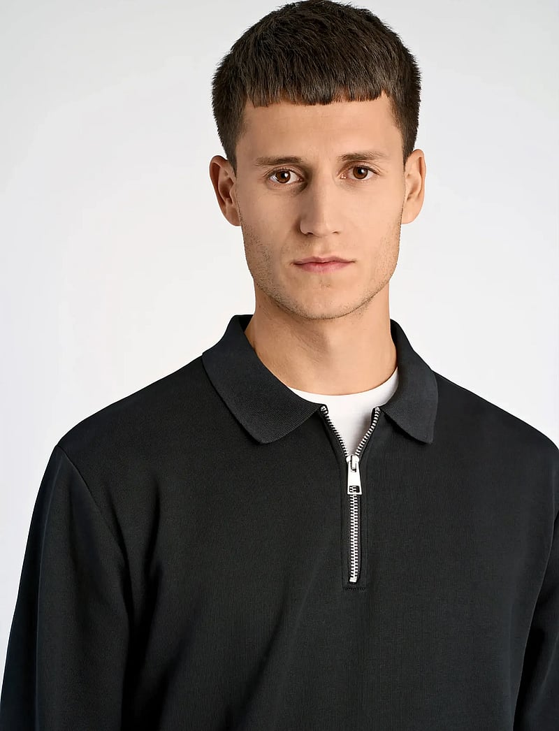 Lindbergh - Half zip polo sweat - långärmade pikéer - black - 5