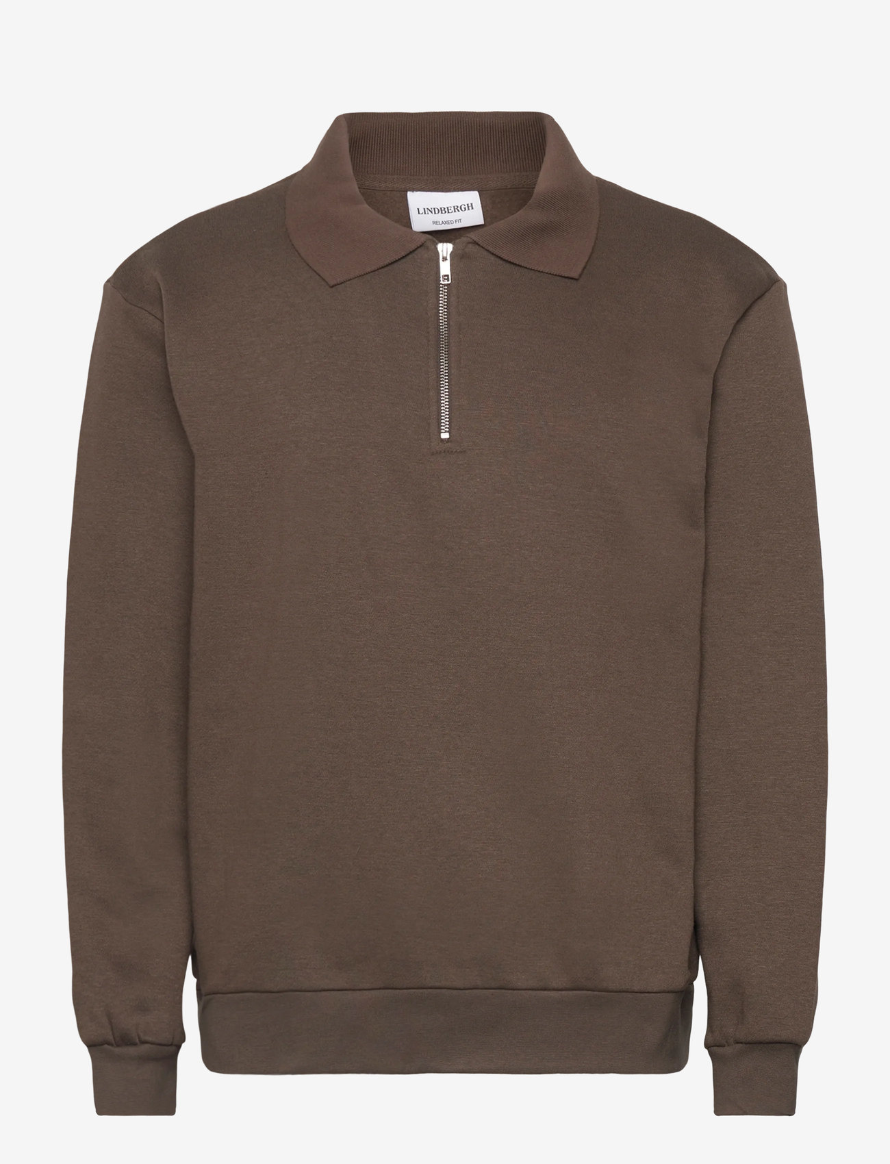 Lindbergh - Half zip polo sweat - efterårstøj - dk brown - 0