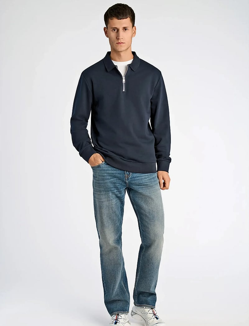 Lindbergh - Half zip polo sweat - långärmade pikéer - navy - 0