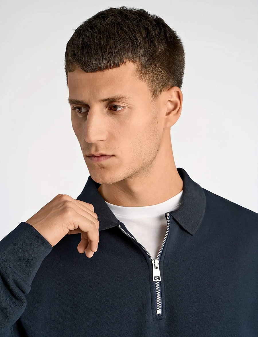 Lindbergh - Half zip polo sweat - pikkade varrukatega polod - navy - 5