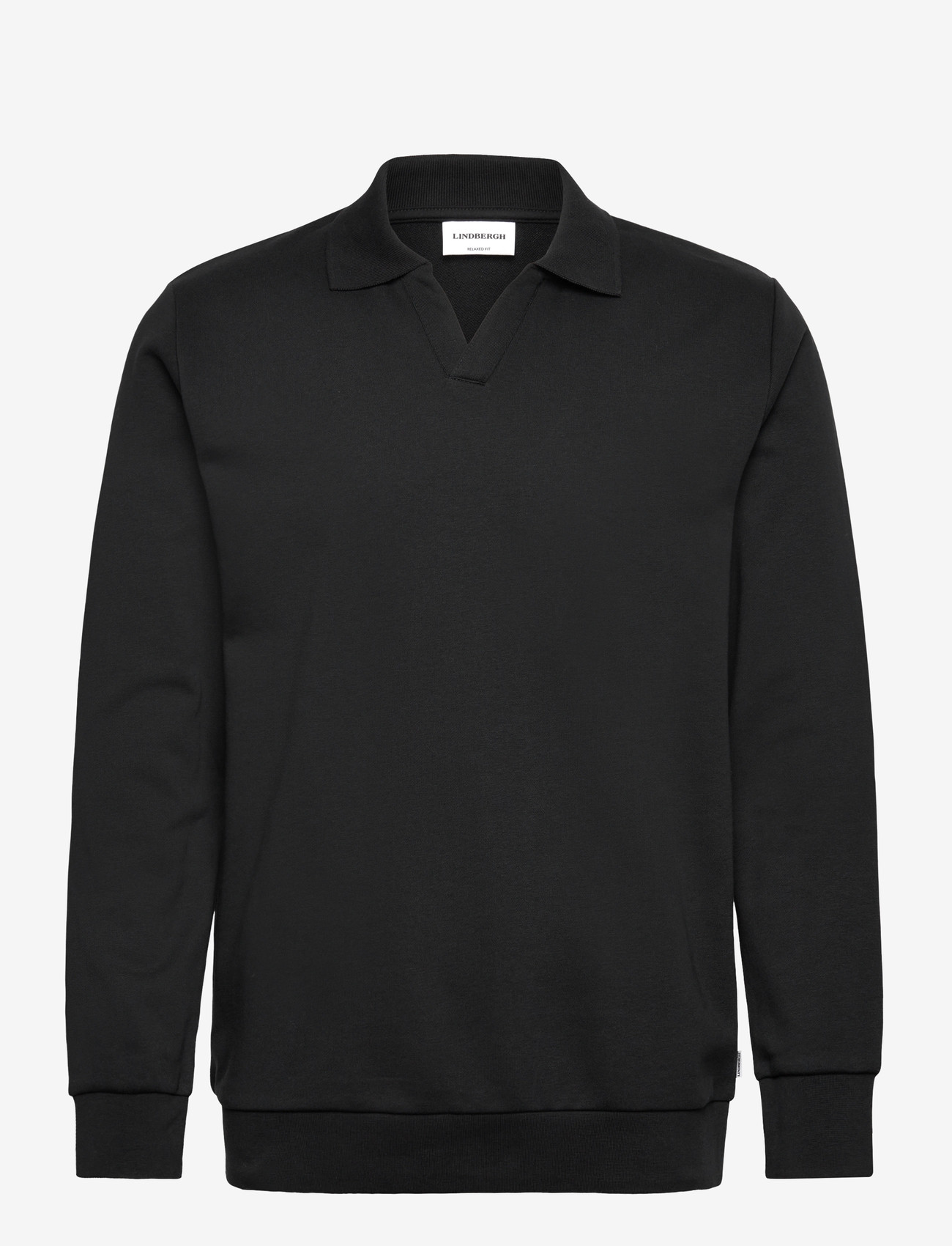 Lindbergh - Sweat v-neck polo L/S - pikkade varrukatega polod - black - 0