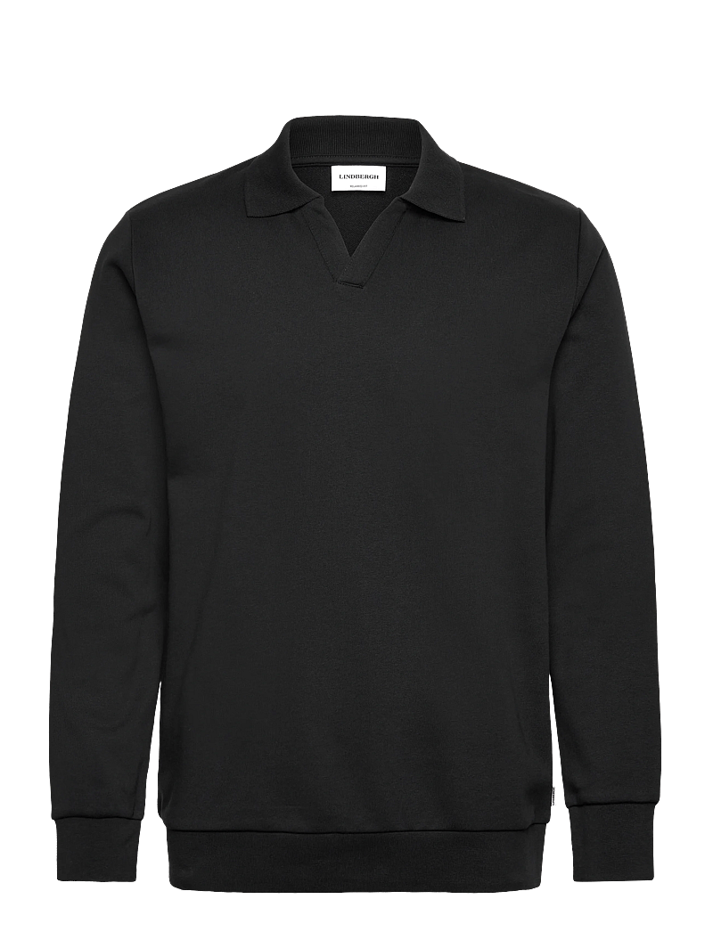 Lindbergh - Sweat v-neck polo L/S - langärmelig - black - 1